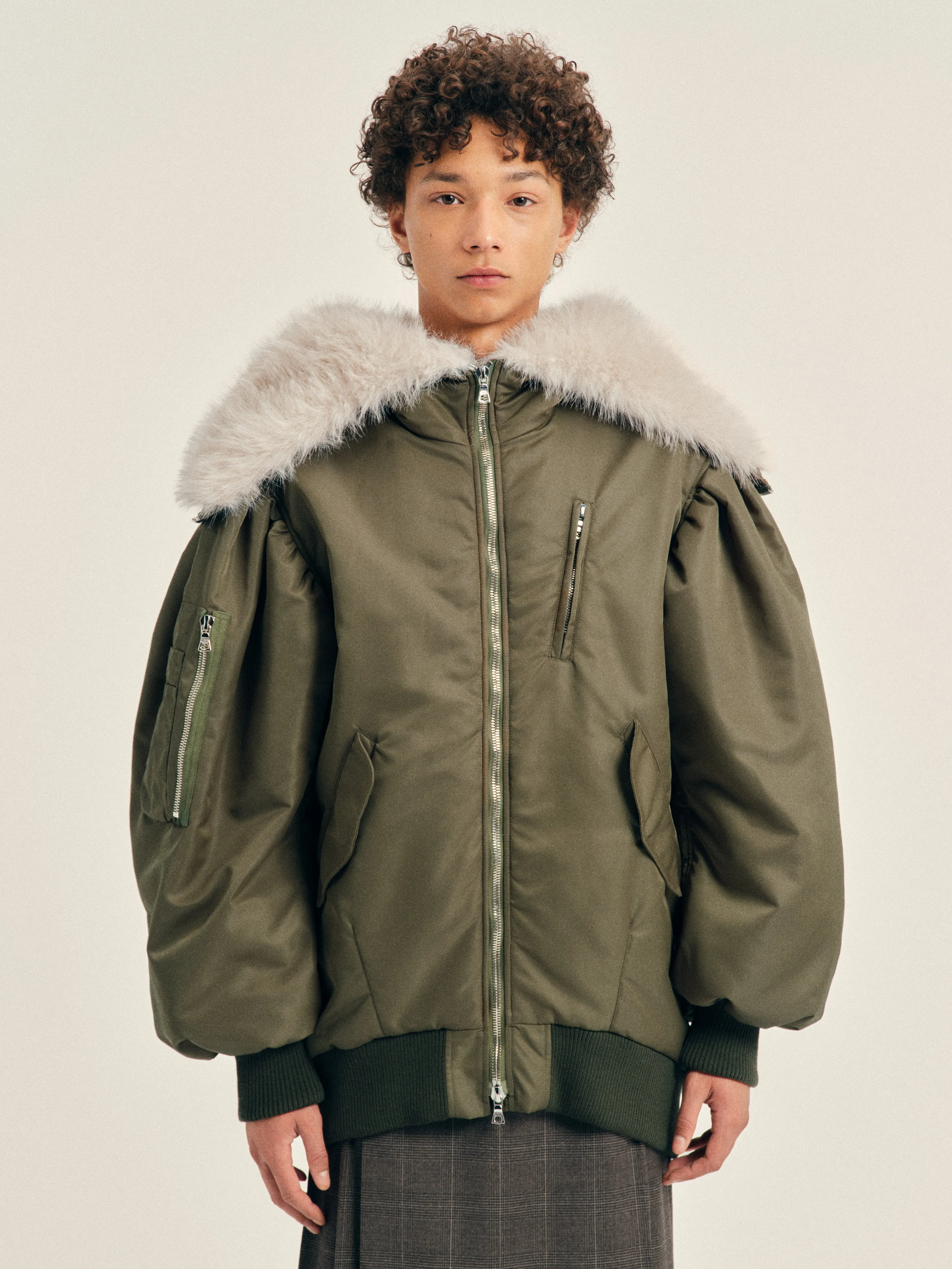 Oversized Split Faux Fur Hood Bomber Jacket sold by Simone Rocha product image thumbnail 4