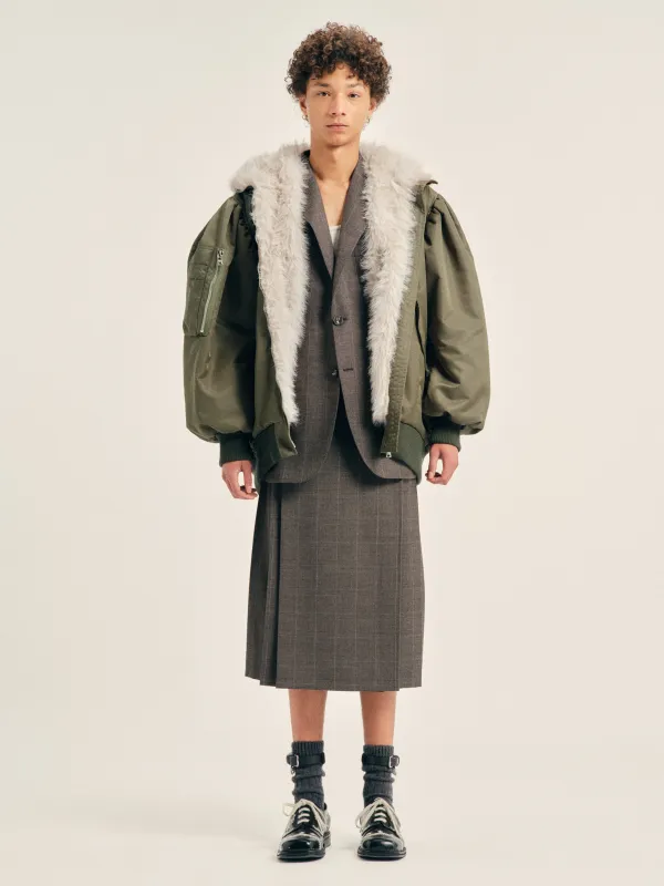 Oversized Split Faux Fur Hood Bomber Jacket made by Simone Rocha