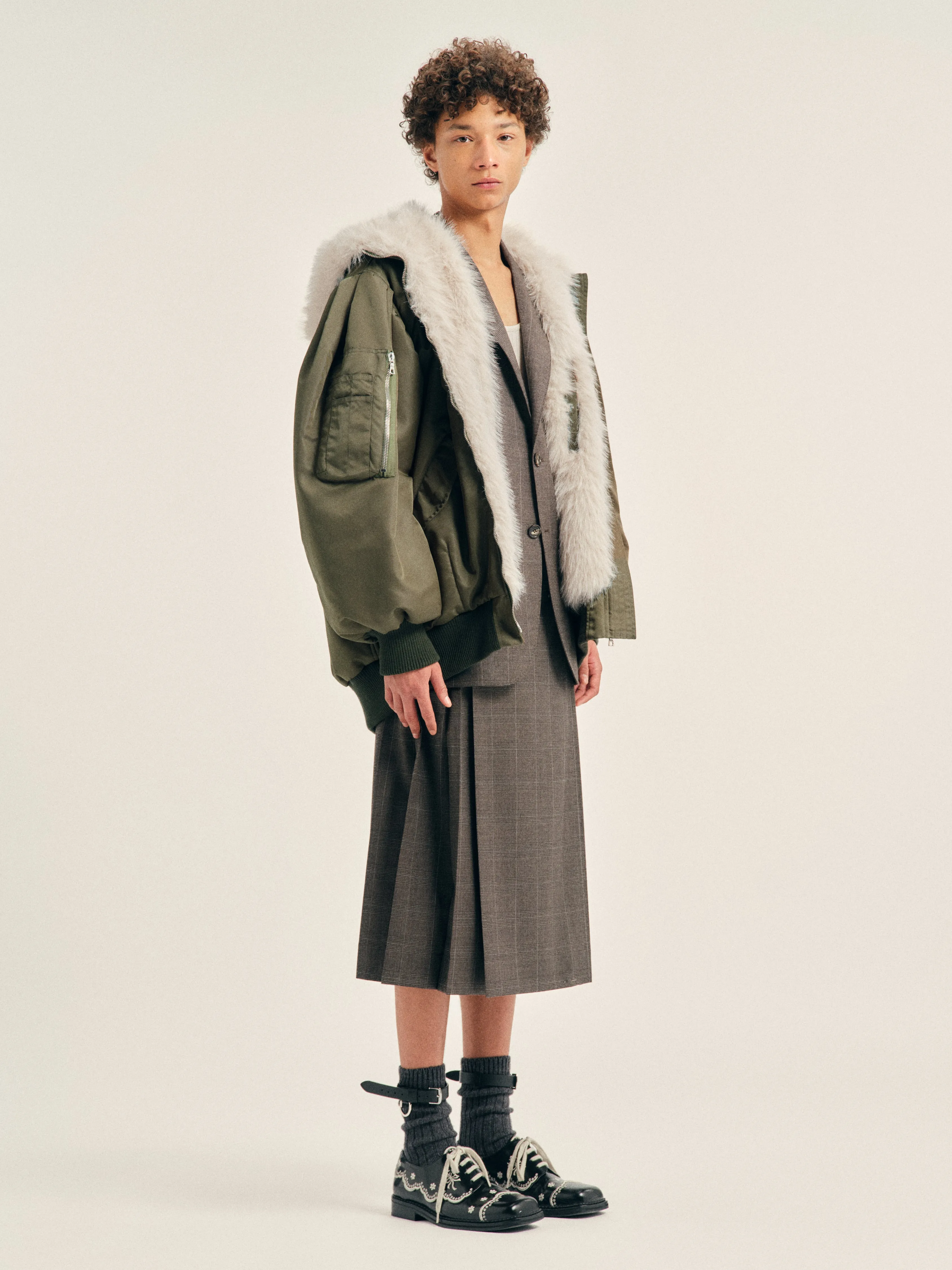 Oversized Split Faux Fur Hood Bomber Jacket sold by Simone Rocha product image thumbnail 2