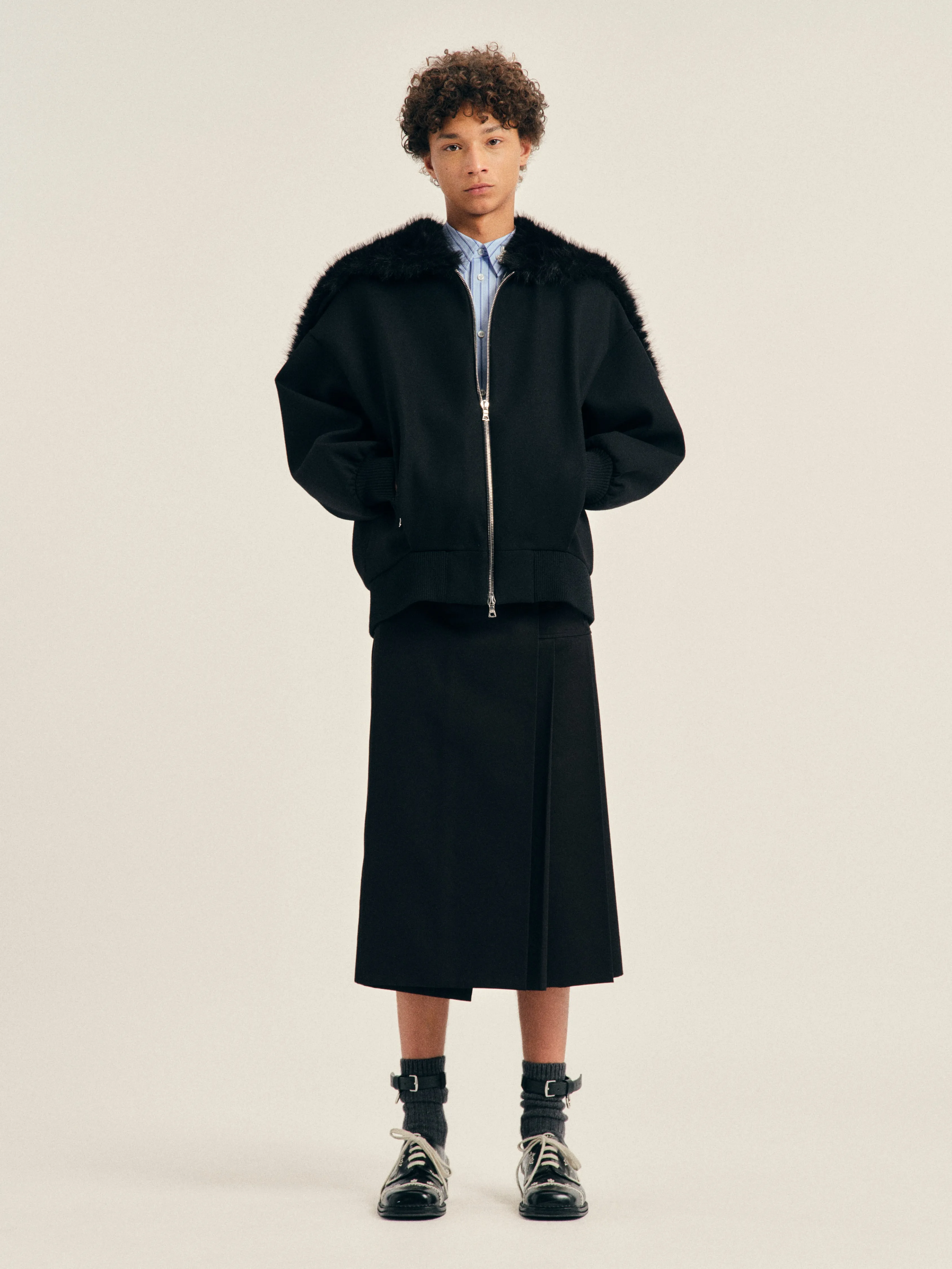 Oversized Split Faux Fur Hood Jacket sold by Simone Rocha