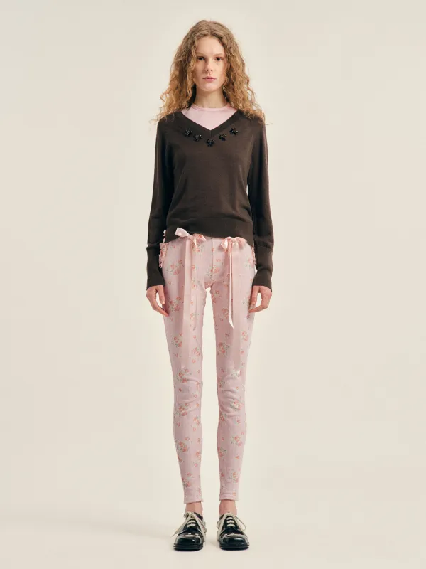 Turbo Embellished Merino Silk Double V-Neck Jumper made by Simone Rocha