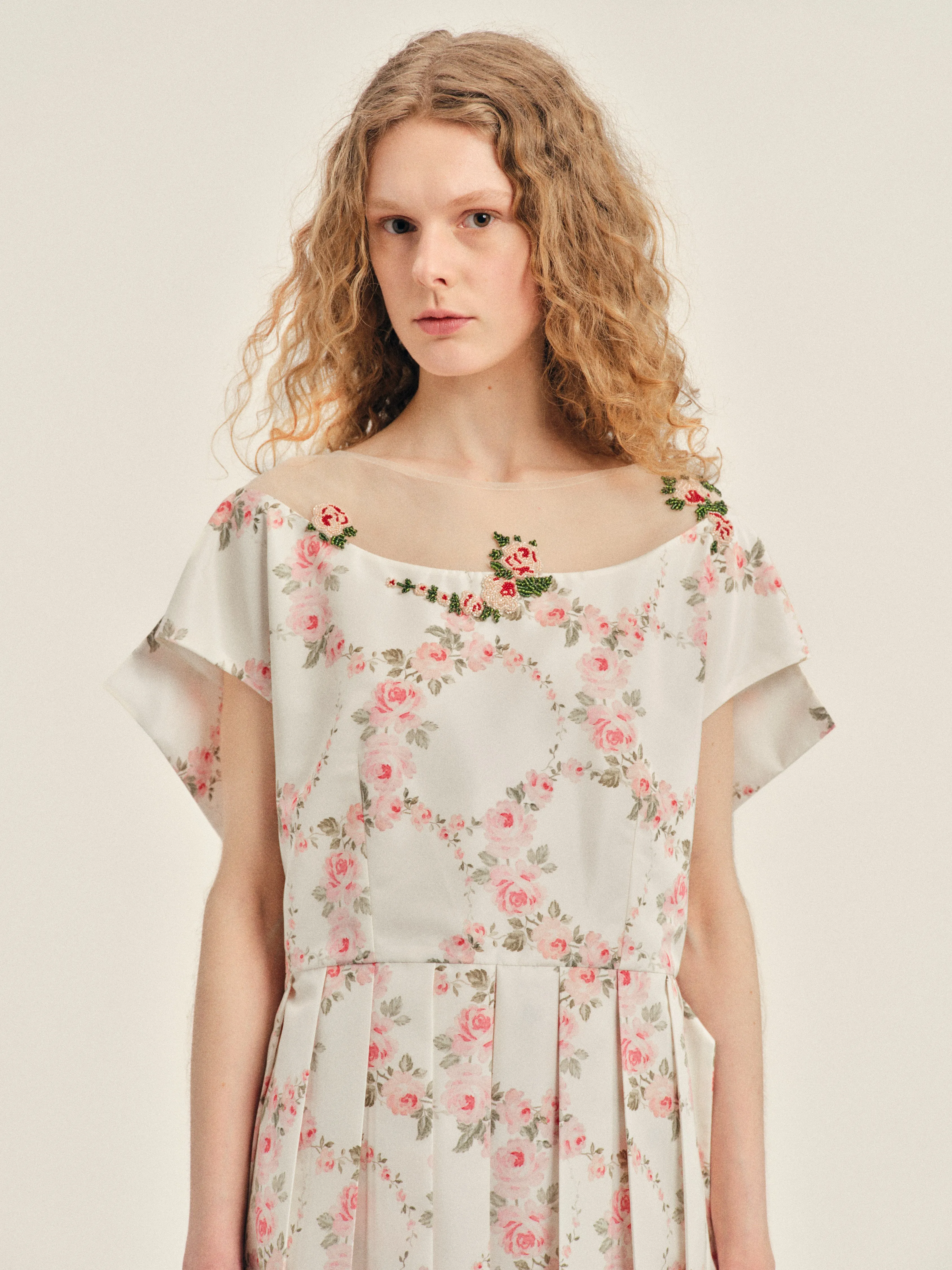 Embellished Pleated Sheer Back Panel Flare Dress sold by Simone Rocha product image thumbnail 4