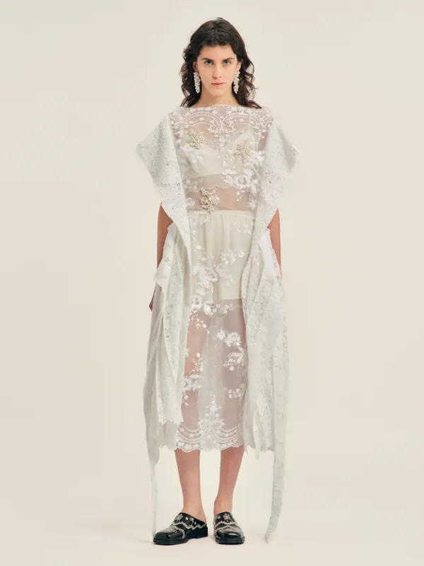 Embellished Pleated Sheer Panel Flare Dress made by Simone Rocha