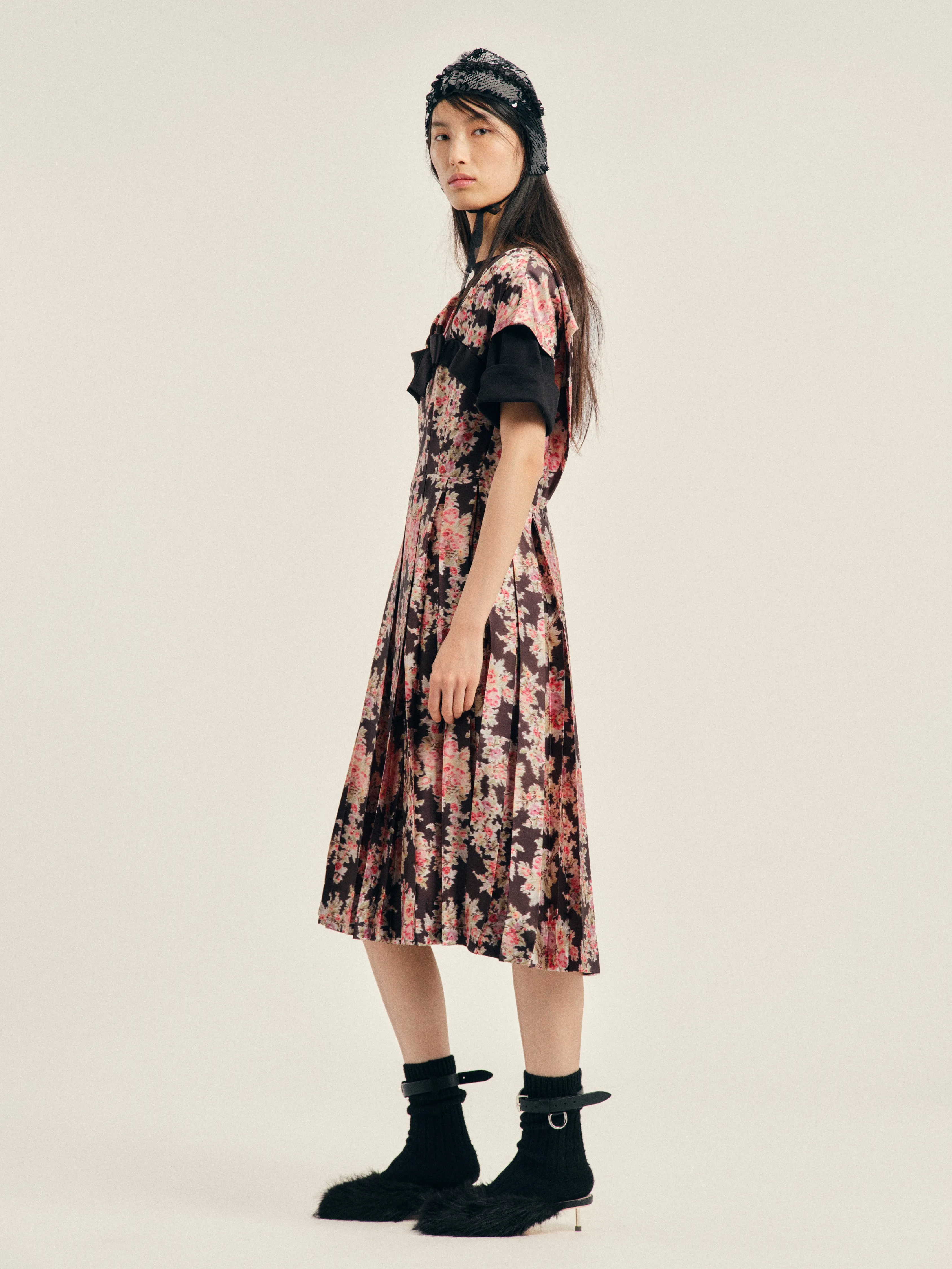 Pleated Patchwork Wire Sleeve Flare Dress sold by Simone Rocha product image thumbnail 2