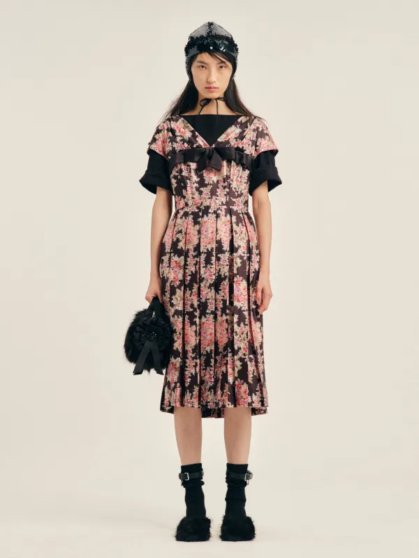 Pleated Patchwork Wire Sleeve Flare Dress made by Simone Rocha