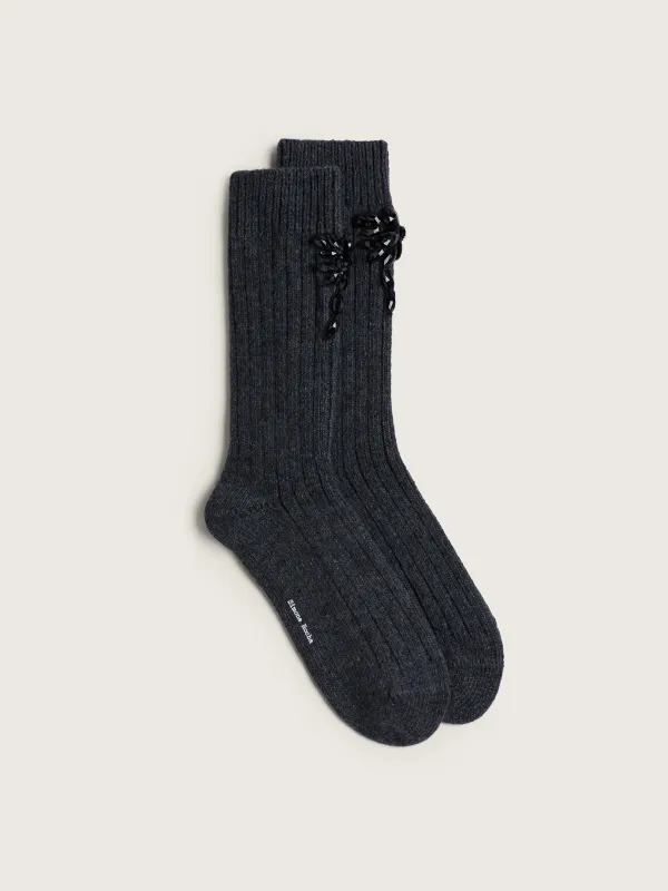 Embellished Chunky Wool Ankle Socks made by Simone Rocha