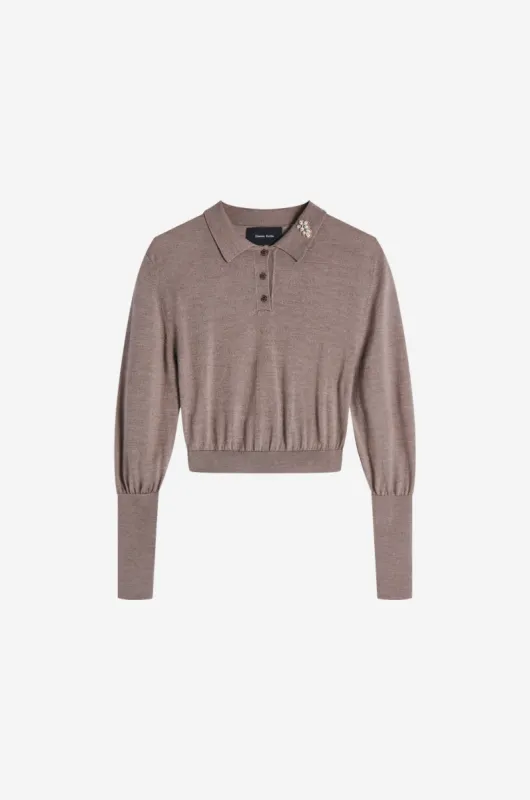 Embellished Merino Silk Knit Polo Jumper made by Simone Rocha
