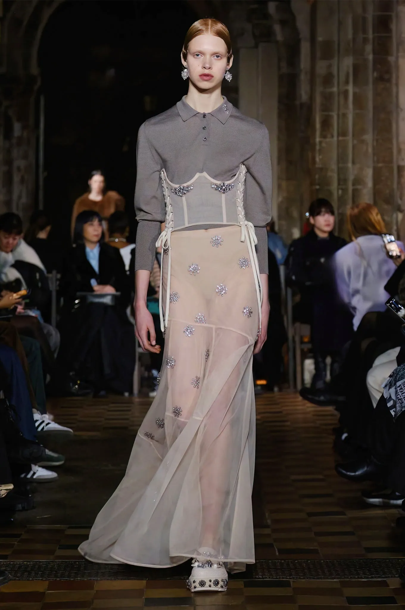 Embellished Merino Silk Knit Polo Jumper sold by Simone Rocha product image thumbnail 3