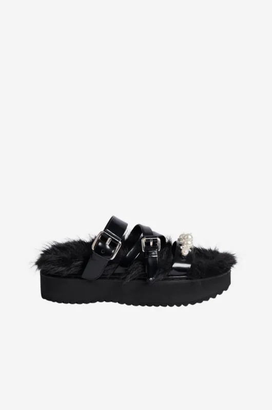Embellished Furry Platform Sandal made by Simone Rocha