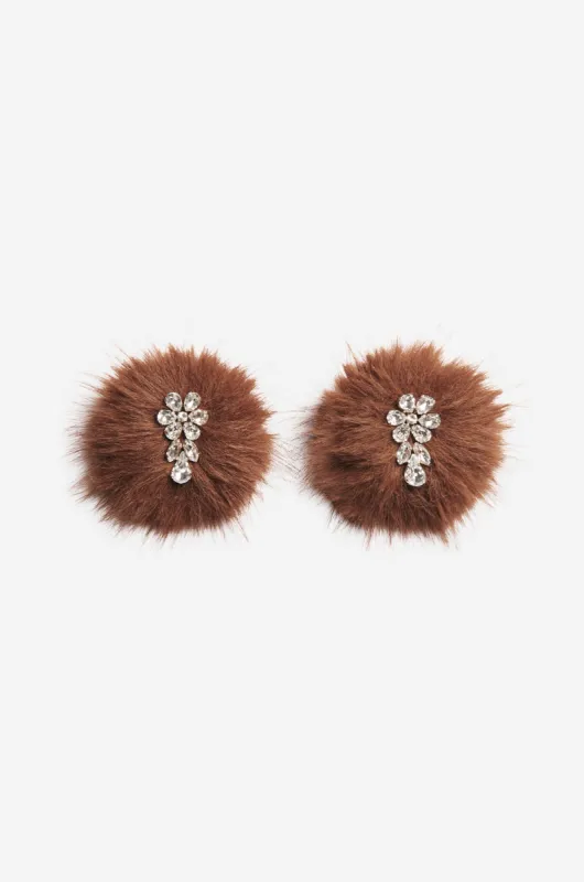 Crystal Flower Pompom Earrings made by Simone Rocha