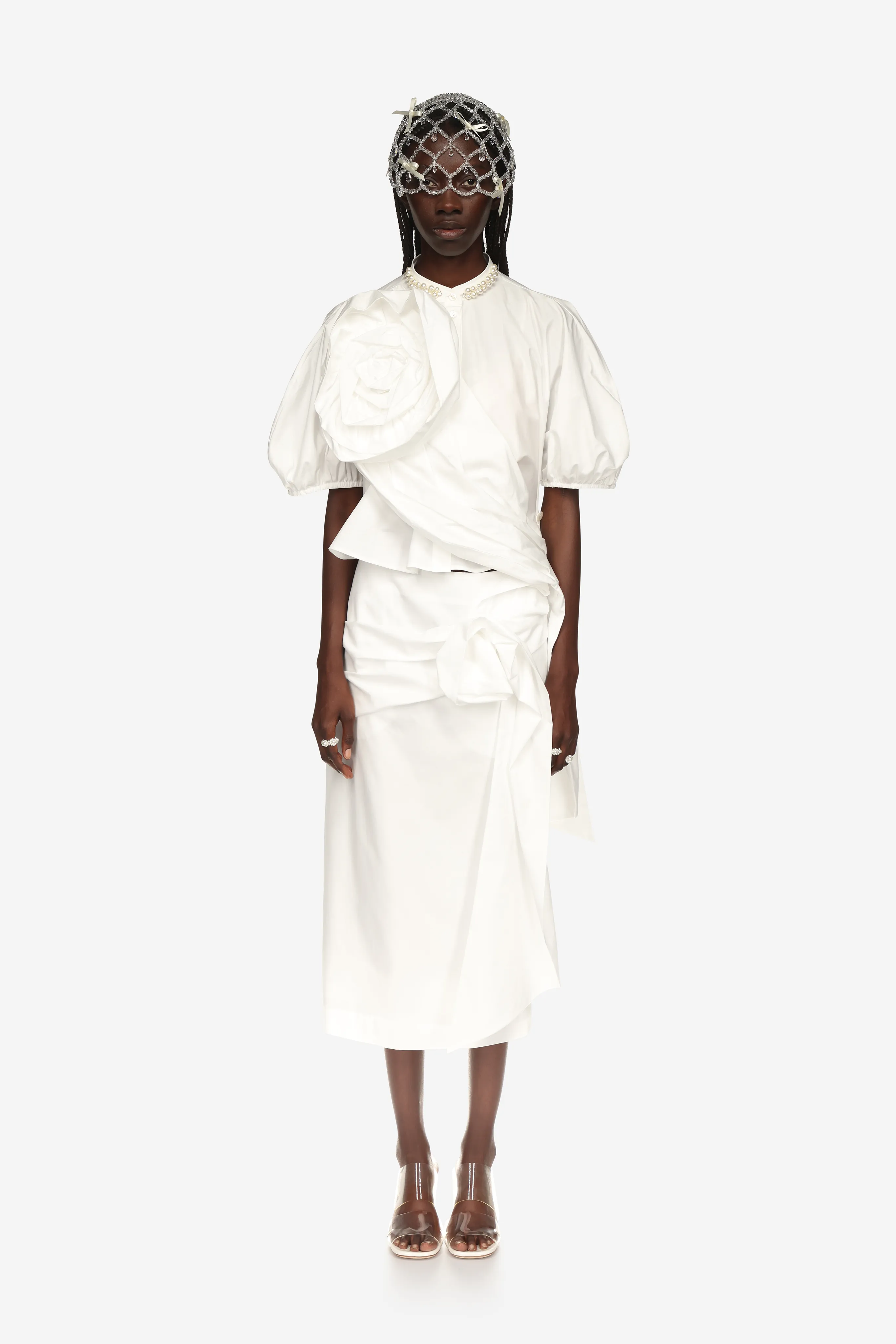 Pressed Rose Pencil Skirt sold by Simone Rocha