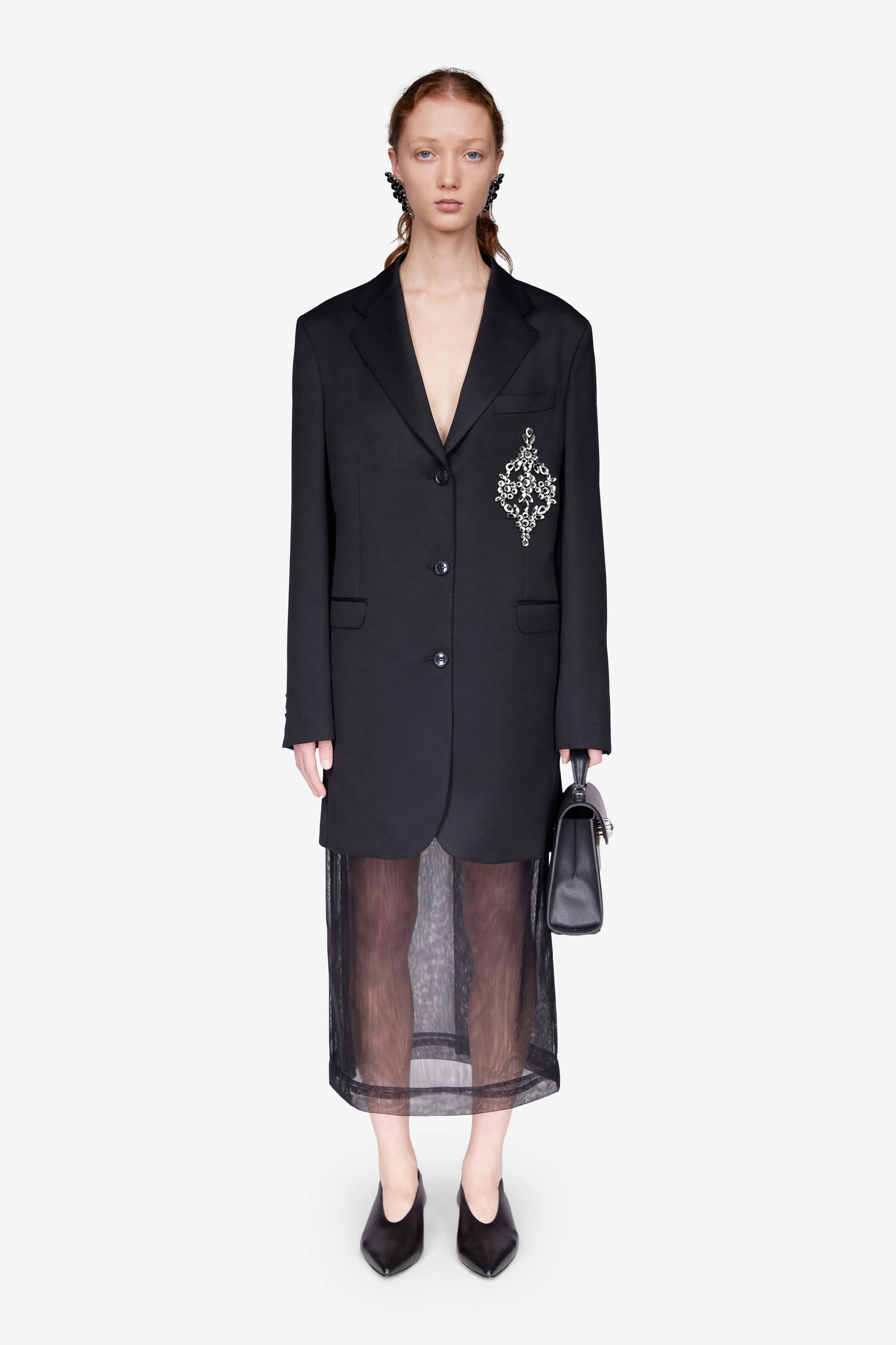 Embellished Longline Plunge Jacket sold by Simone Rocha