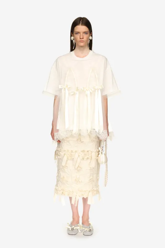 Ruched Net Overlay T-Shirt made by Simone Rocha