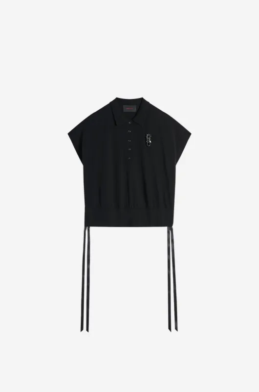Embellished Relaxed Knit Polo Bib sold by Simone Rocha