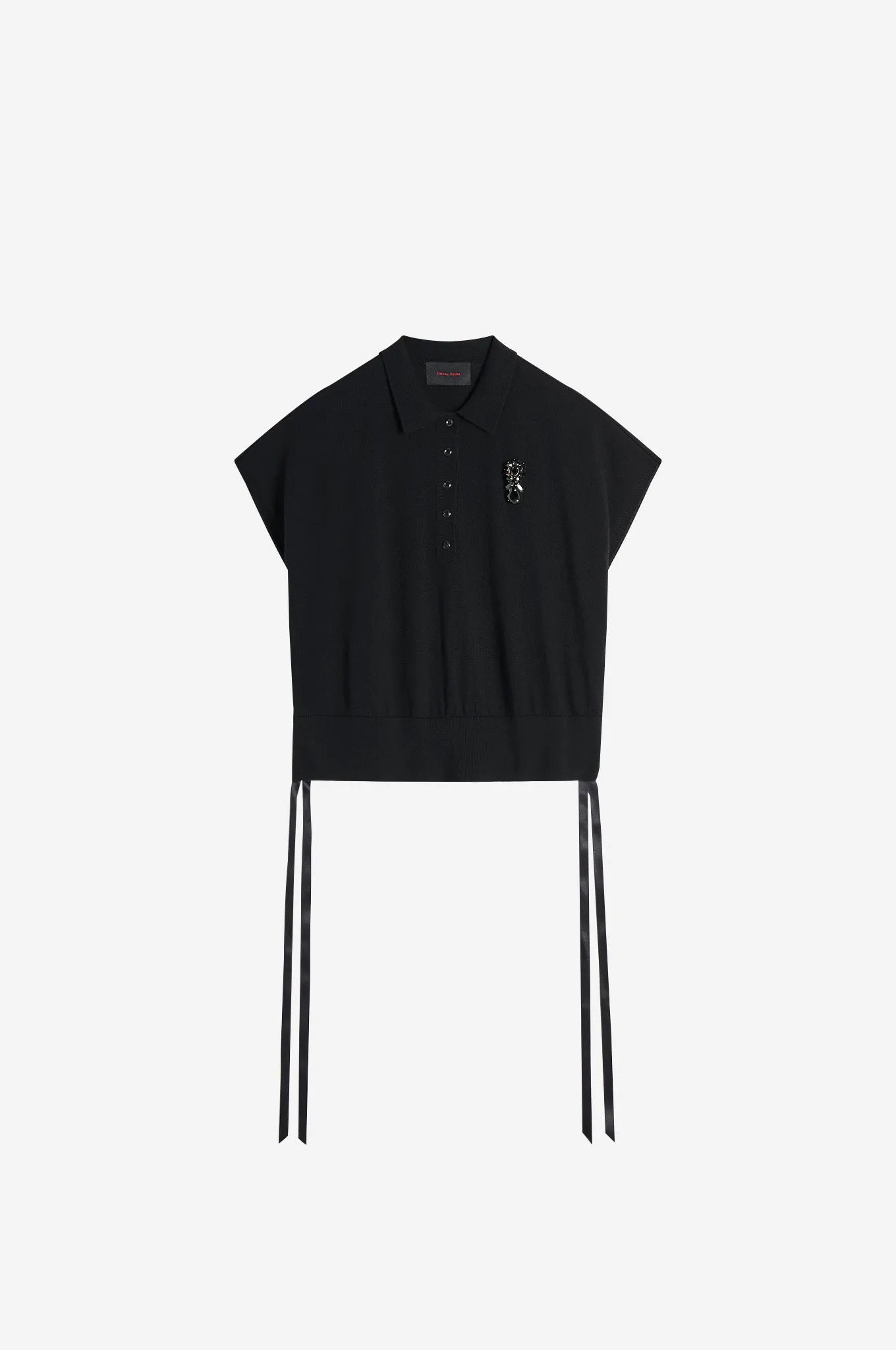 Embellished Relaxed Knit Polo Bib sold by Simone Rocha