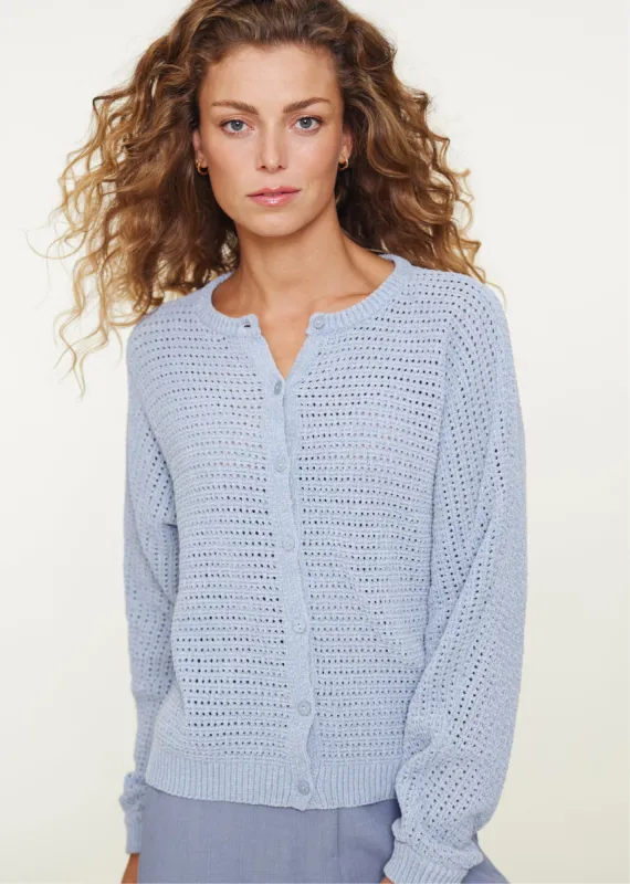 Carbella Chenille Cardigan Blue Calcite sold by Simple