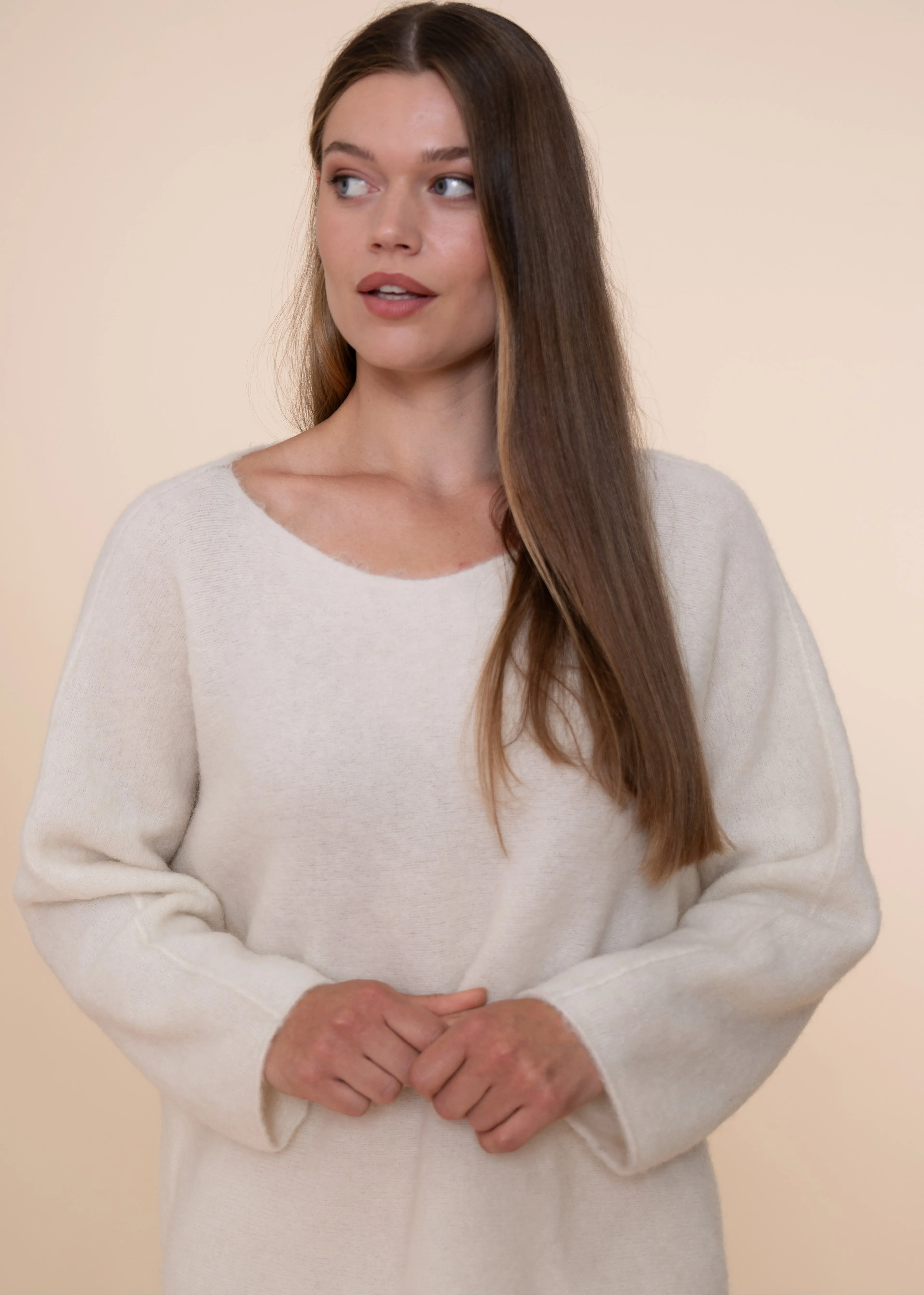 Trois Sweater Egret sold by Simple