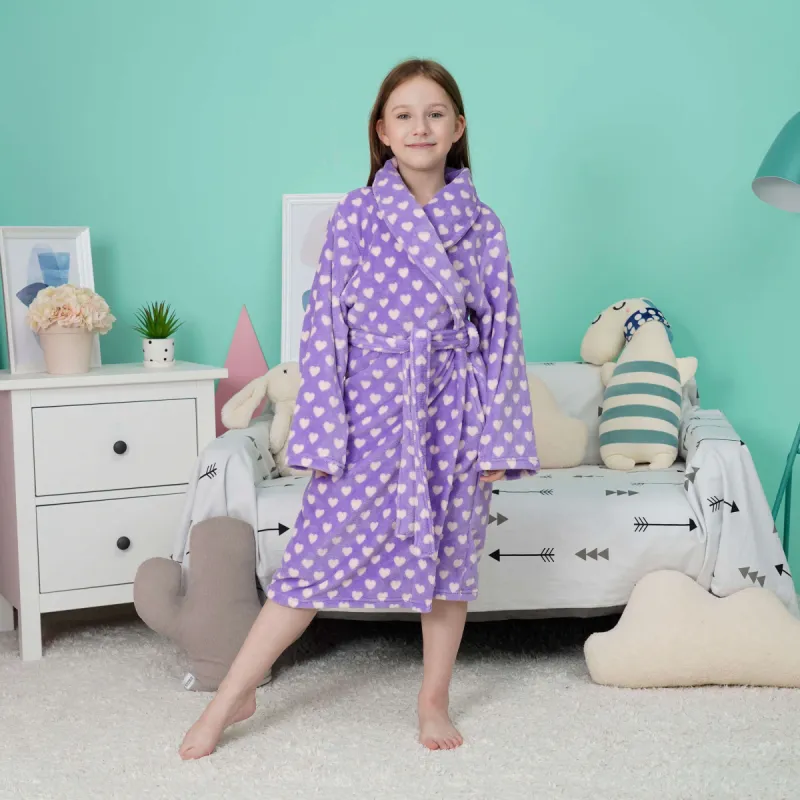 Boys Girls Soft Plush Collar Robe Bathrobe sold by Simplicity