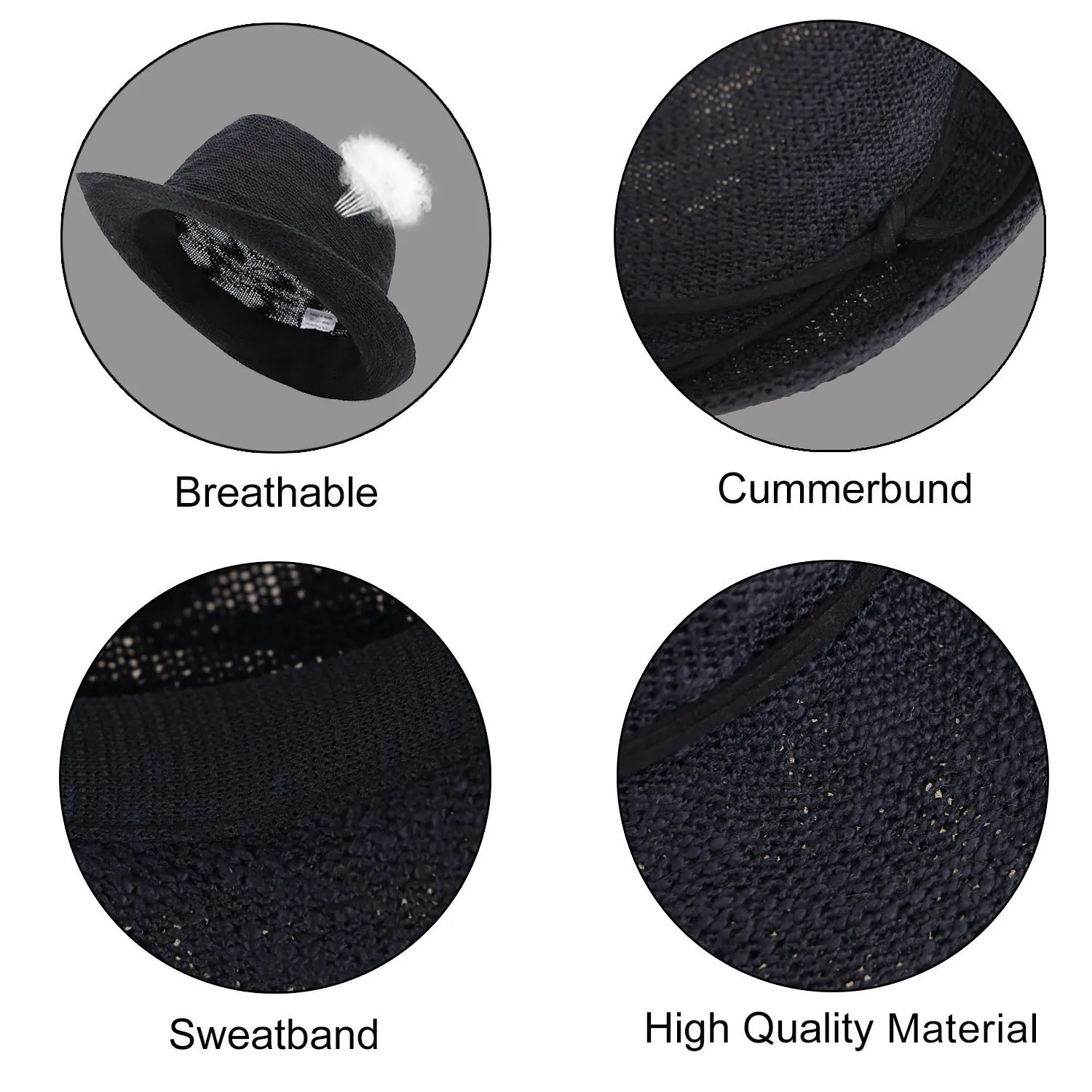 Unisex Lightweight Packable Foldable Straw Fedora Hat Beach Sun Hat sold by Simplicity product image thumbnail 5