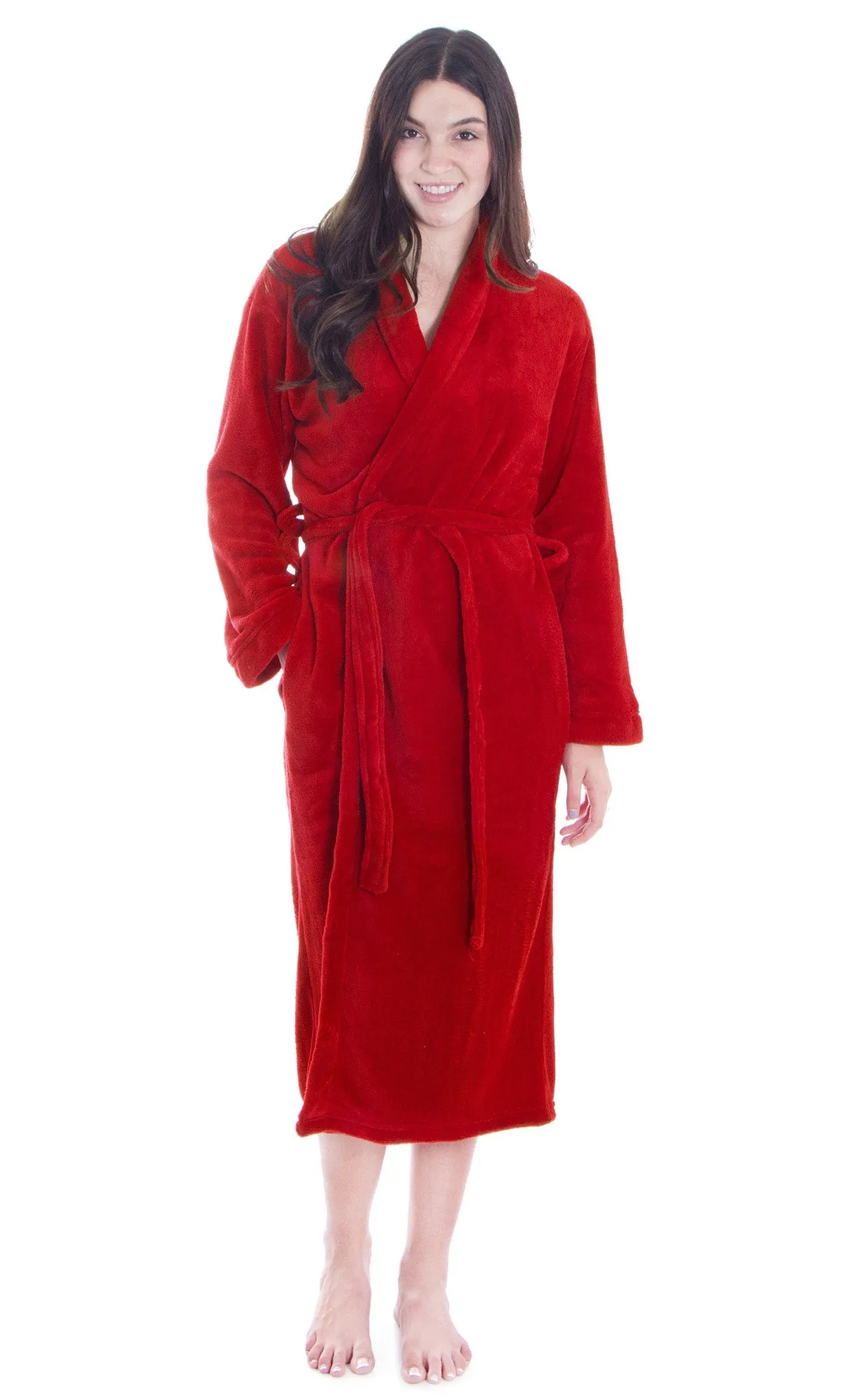 Unisex Luxurious Plush Kimono Bathrobe with Side Pockets sold by Simplicity product image thumbnail 5