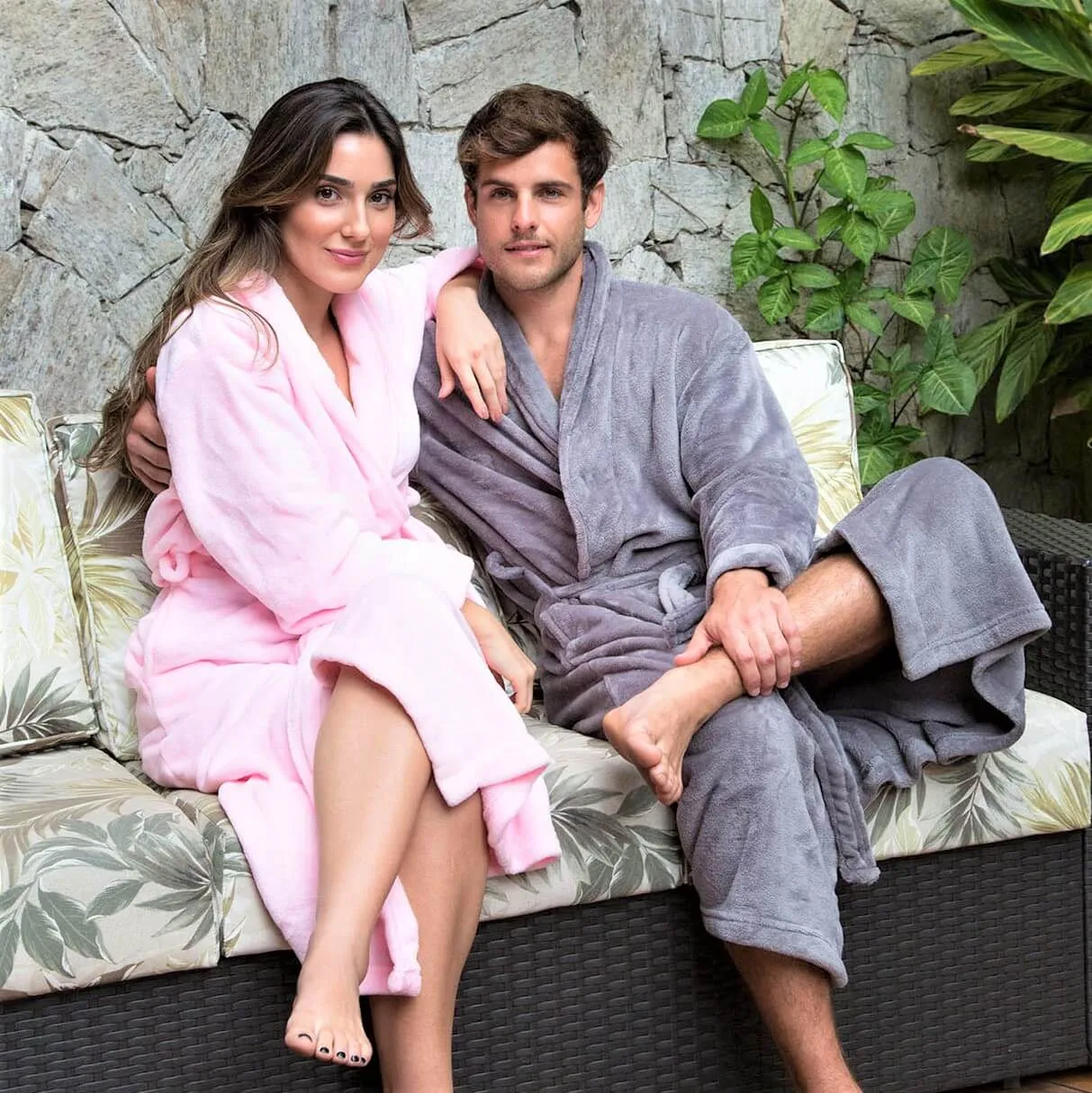 Unisex Luxurious Plush Kimono Bathrobe with Side Pockets sold by Simplicity