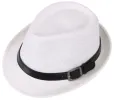 Unisex Panama Style Trilby Fedora Straw Sun Hat with Leather Belt sold by Simplicity