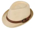 Unisex Panama Style Trilby Fedora Straw Sun Hat with Leather Belt sold by Simplicity
