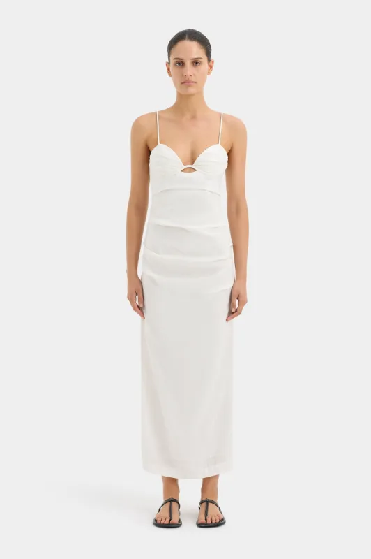 sweetheart neckline midi dress with sleeves Floral Embroidered Sweetheart Neckline Midi Dress