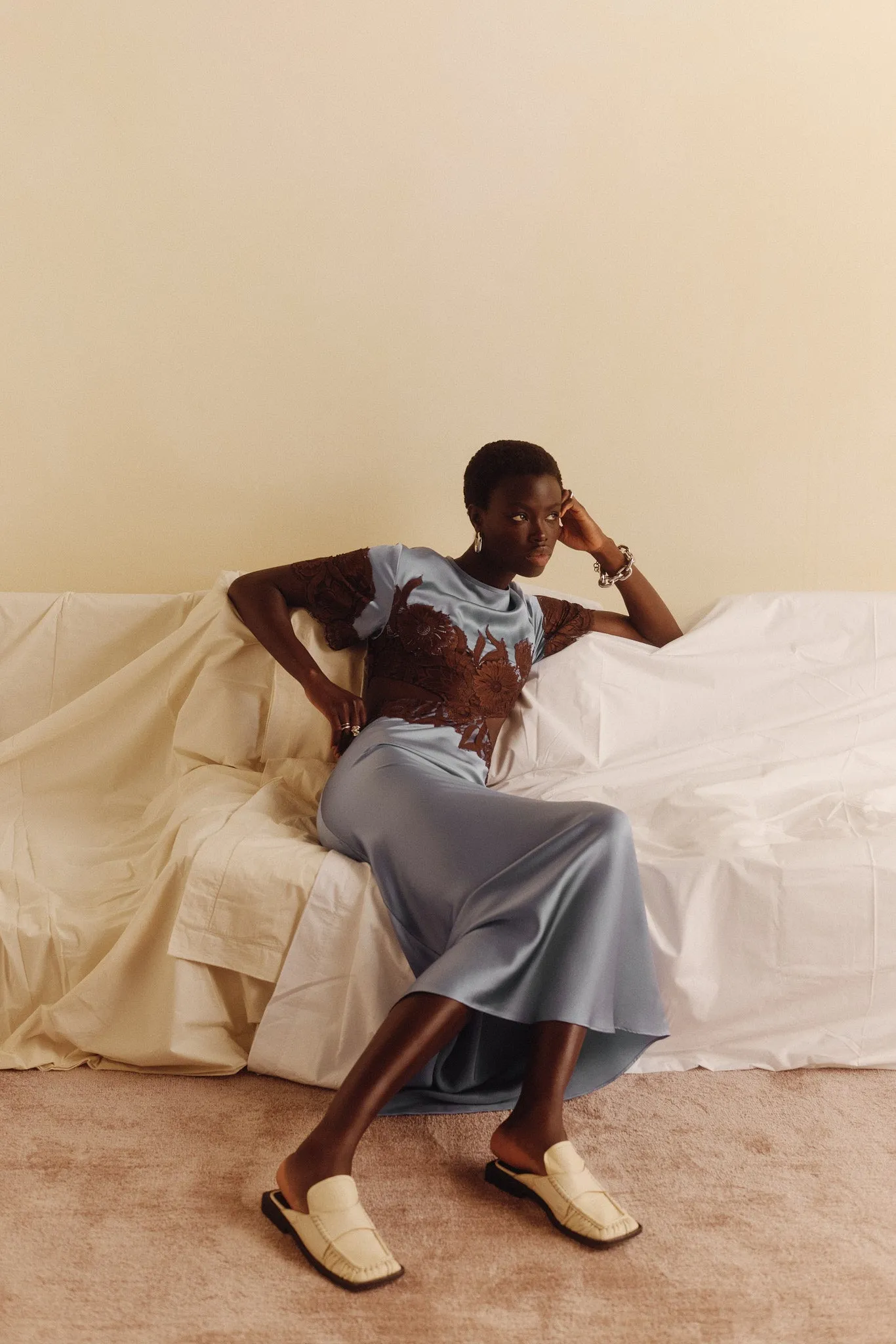 Danseurs Lace Cut Out Gown sold by SIR the label product image thumbnail 4