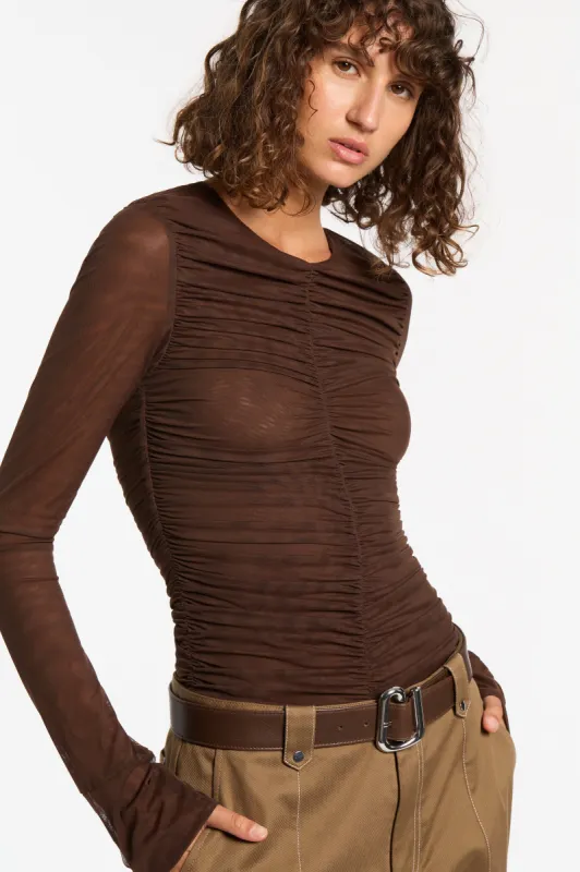 Jacques Mesh Gathered Top made by SIR the label