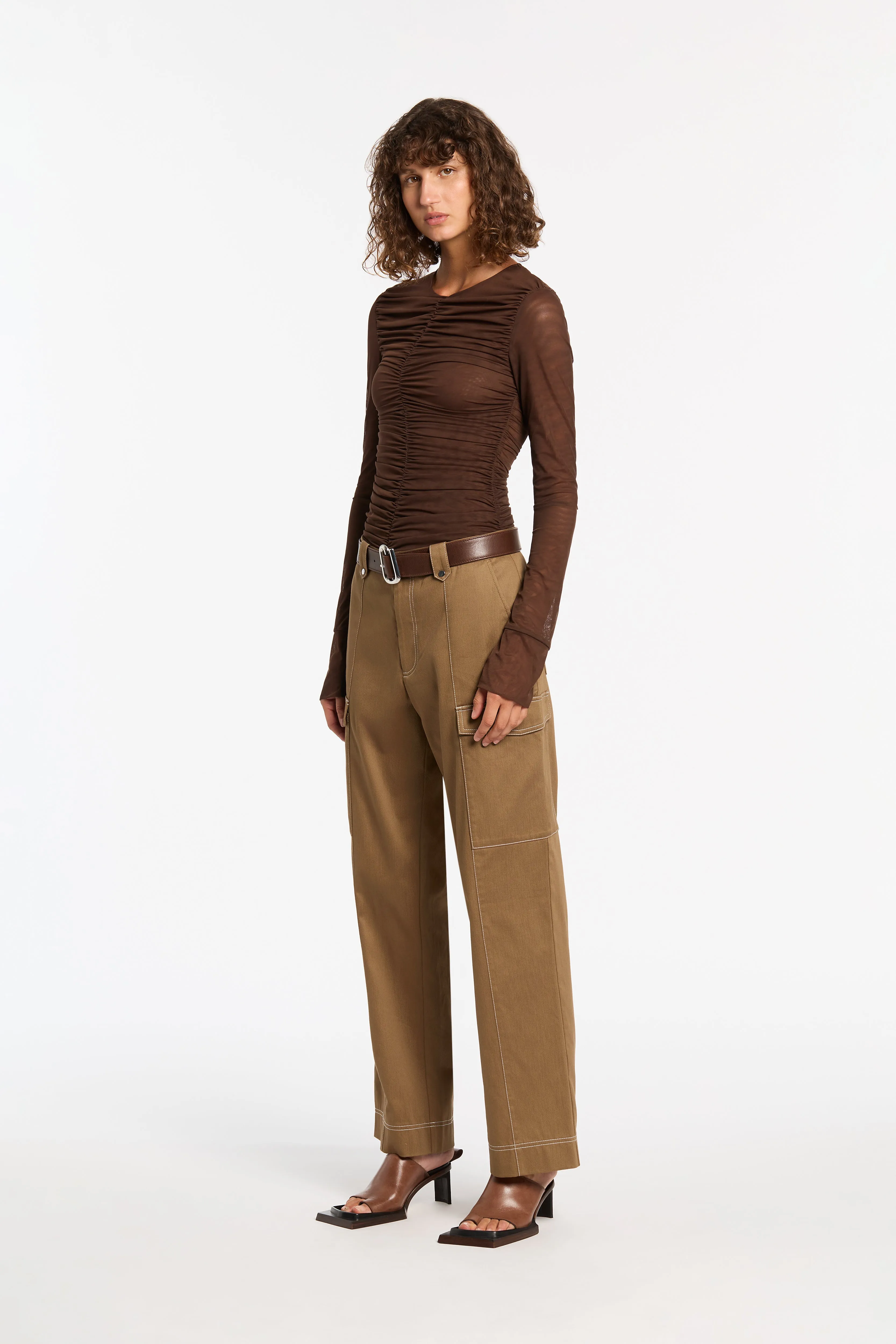 Jacques Mesh Gathered Top sold by SIR the label product image thumbnail 3