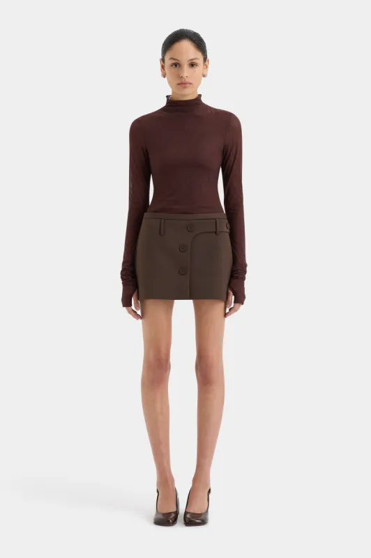 Sandrine Button Mini Skirt sold by SIR the label