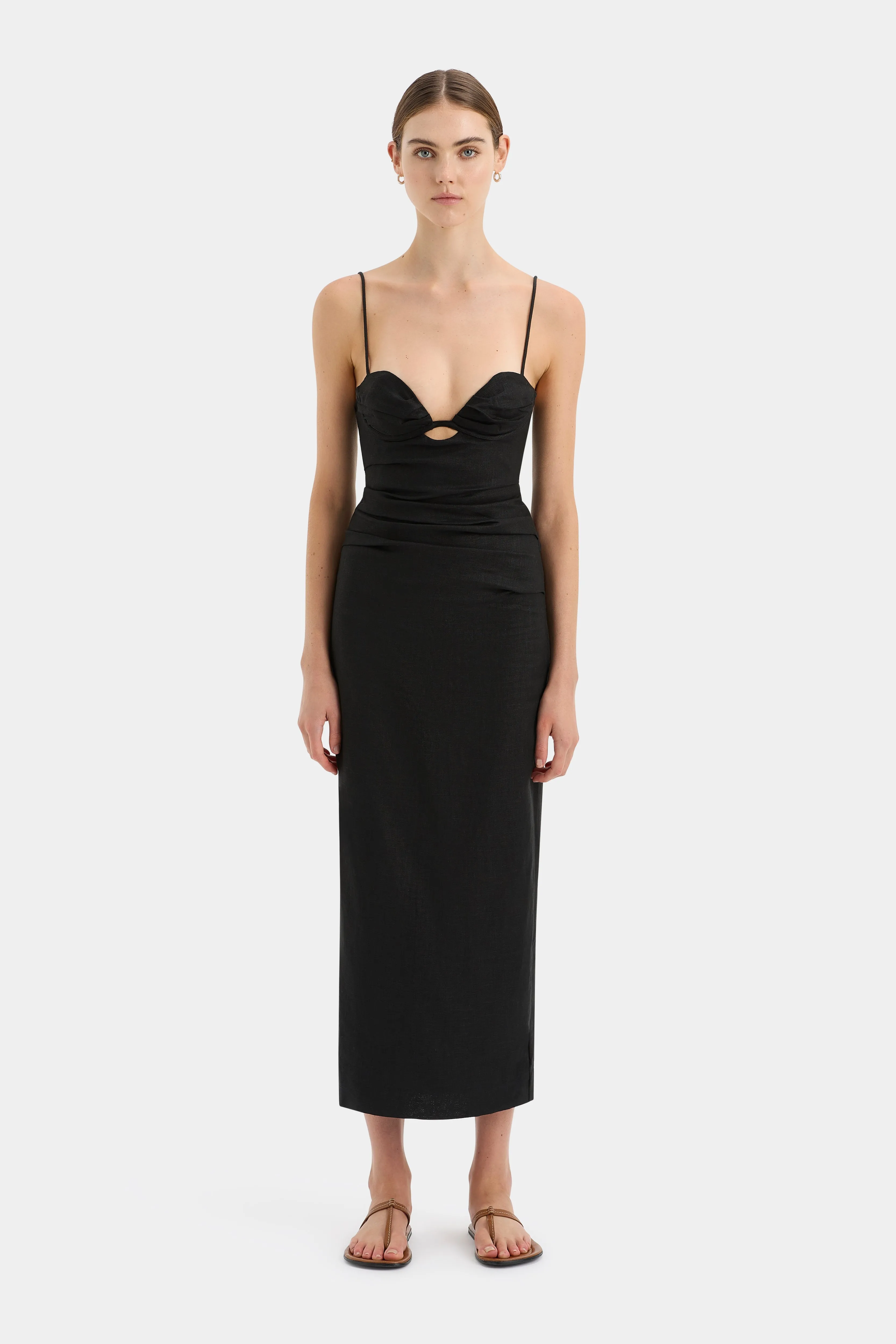 Noemi Balconette Midi Dress sold by SIR the label