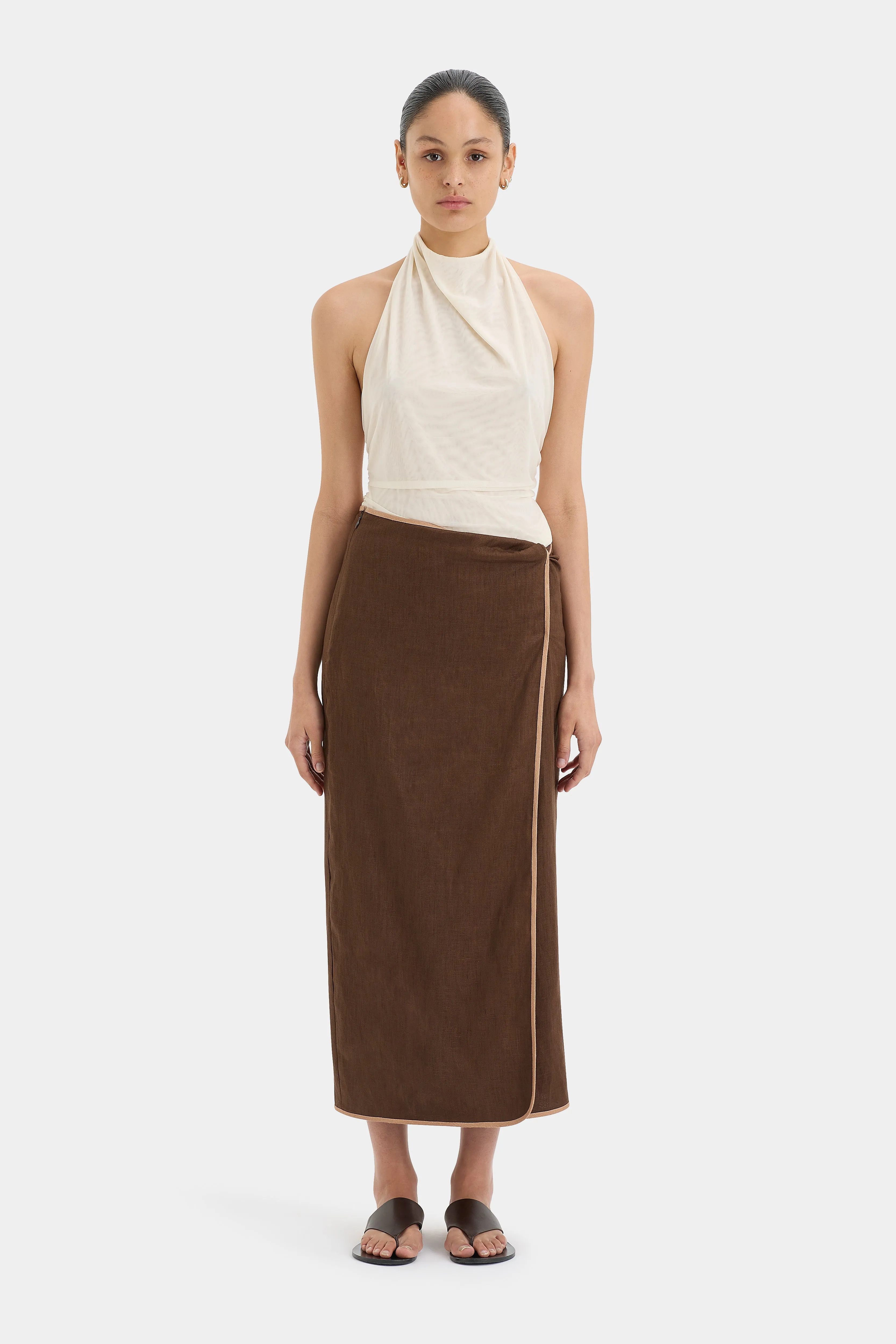Affogato Twist Midi Skirt sold by SIR the label