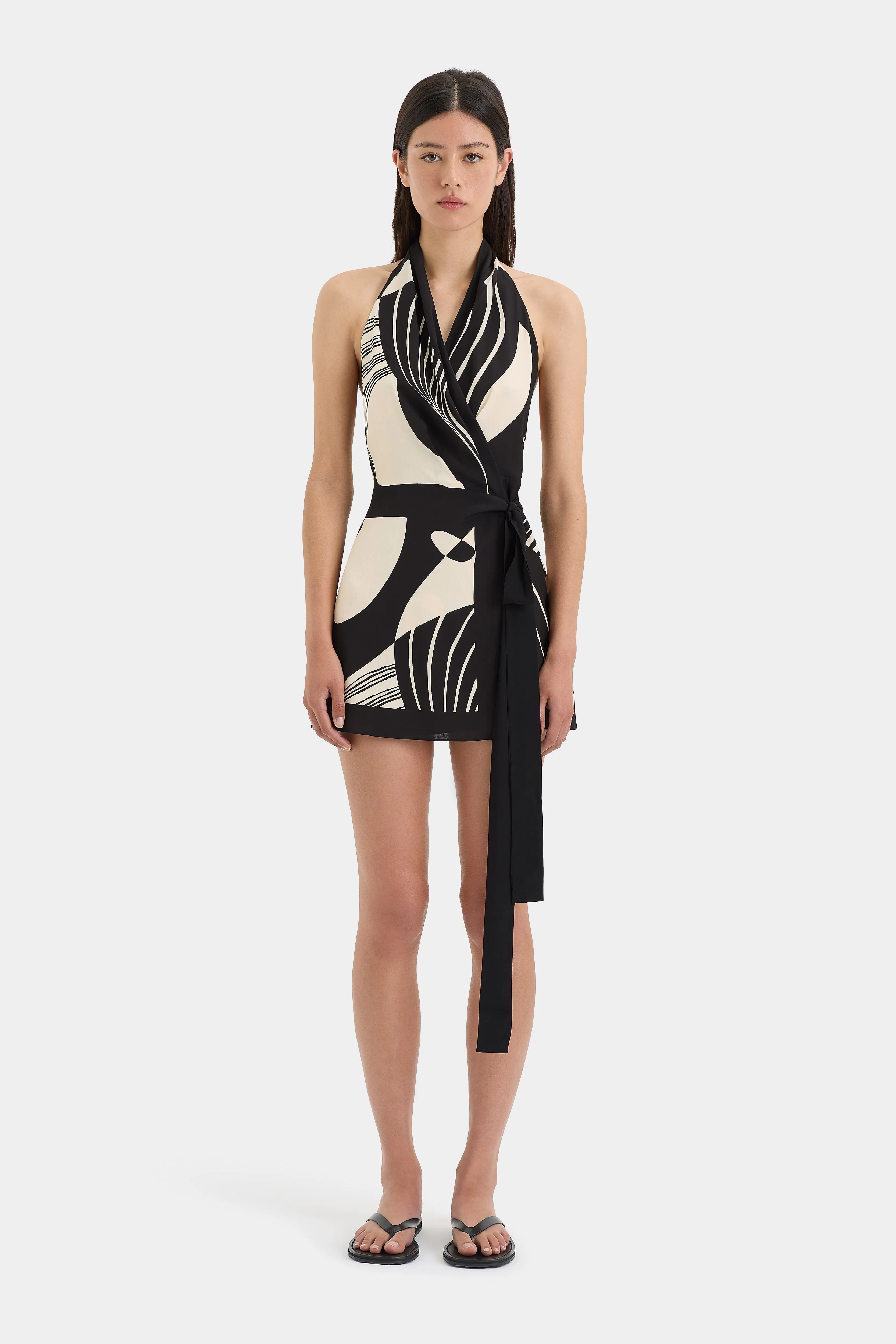 Realisme Wrap Halter Mini Dress sold by SIR the label