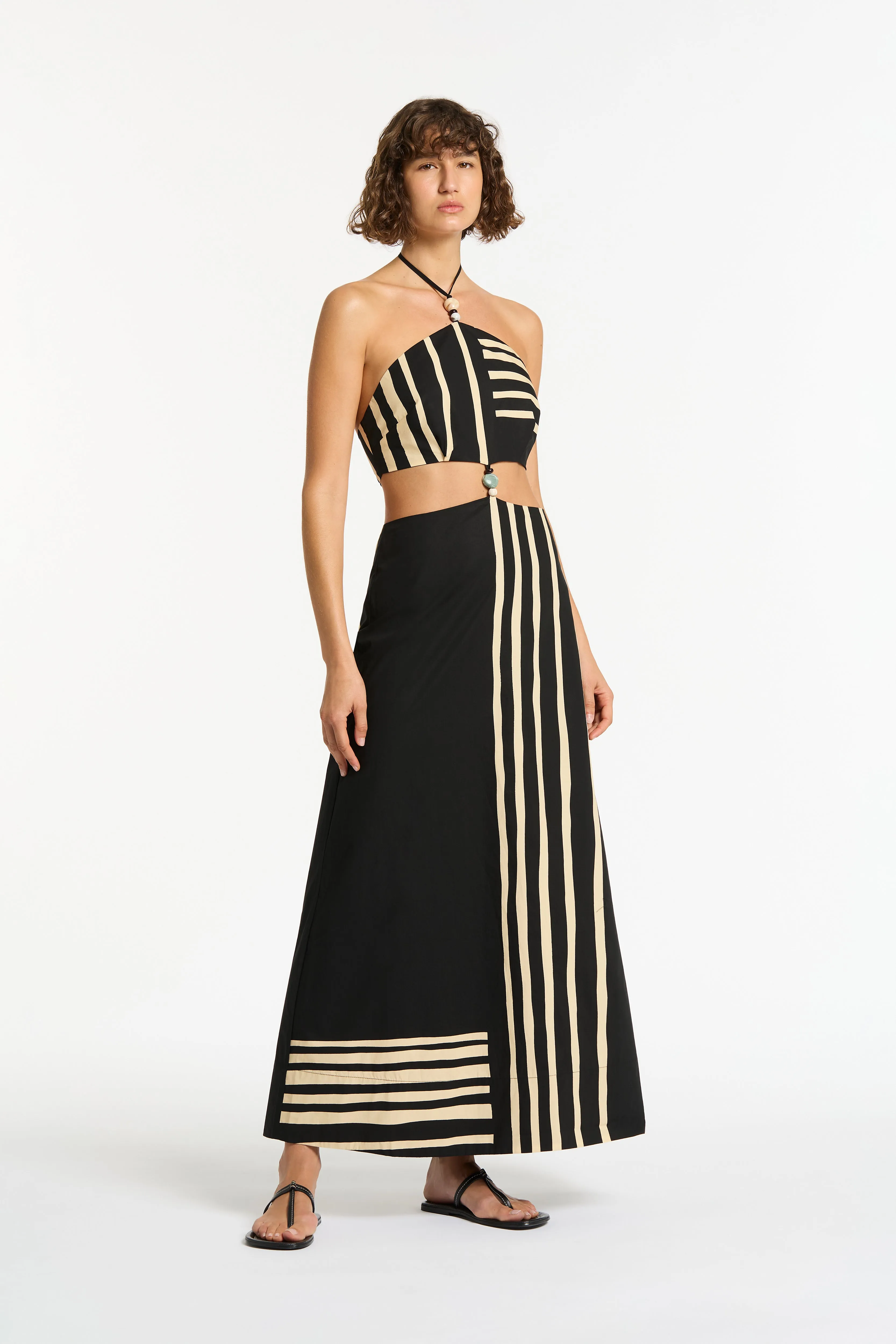 Linocut Beaded Halter Maxi Dress sold by SIR the label product image thumbnail 4