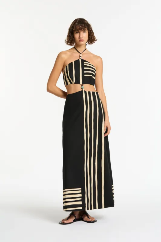 Linocut Beaded Halter Maxi Dress sold by SIR the label
