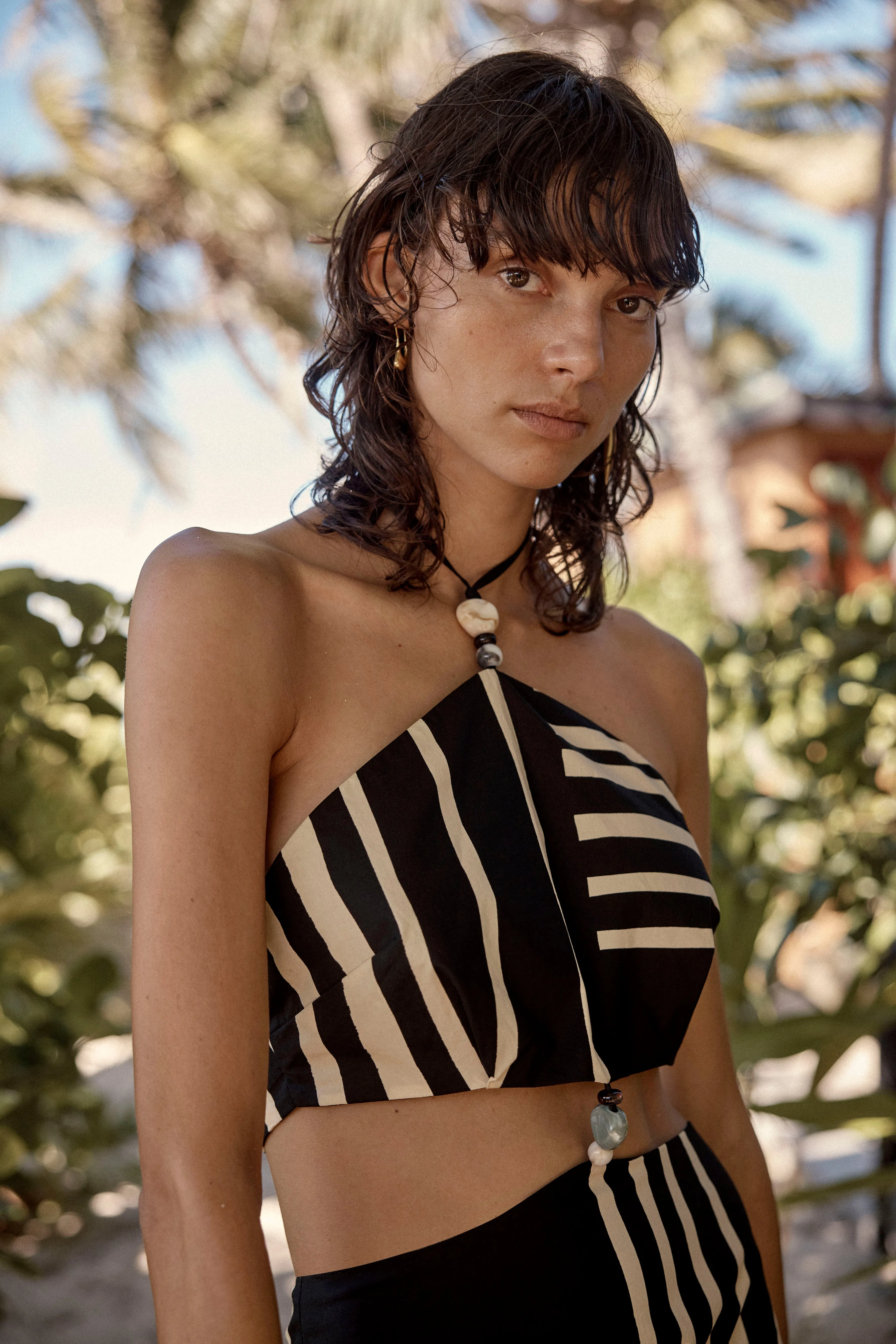 Linocut Beaded Halter Maxi Dress sold by SIR the label product image thumbnail 5