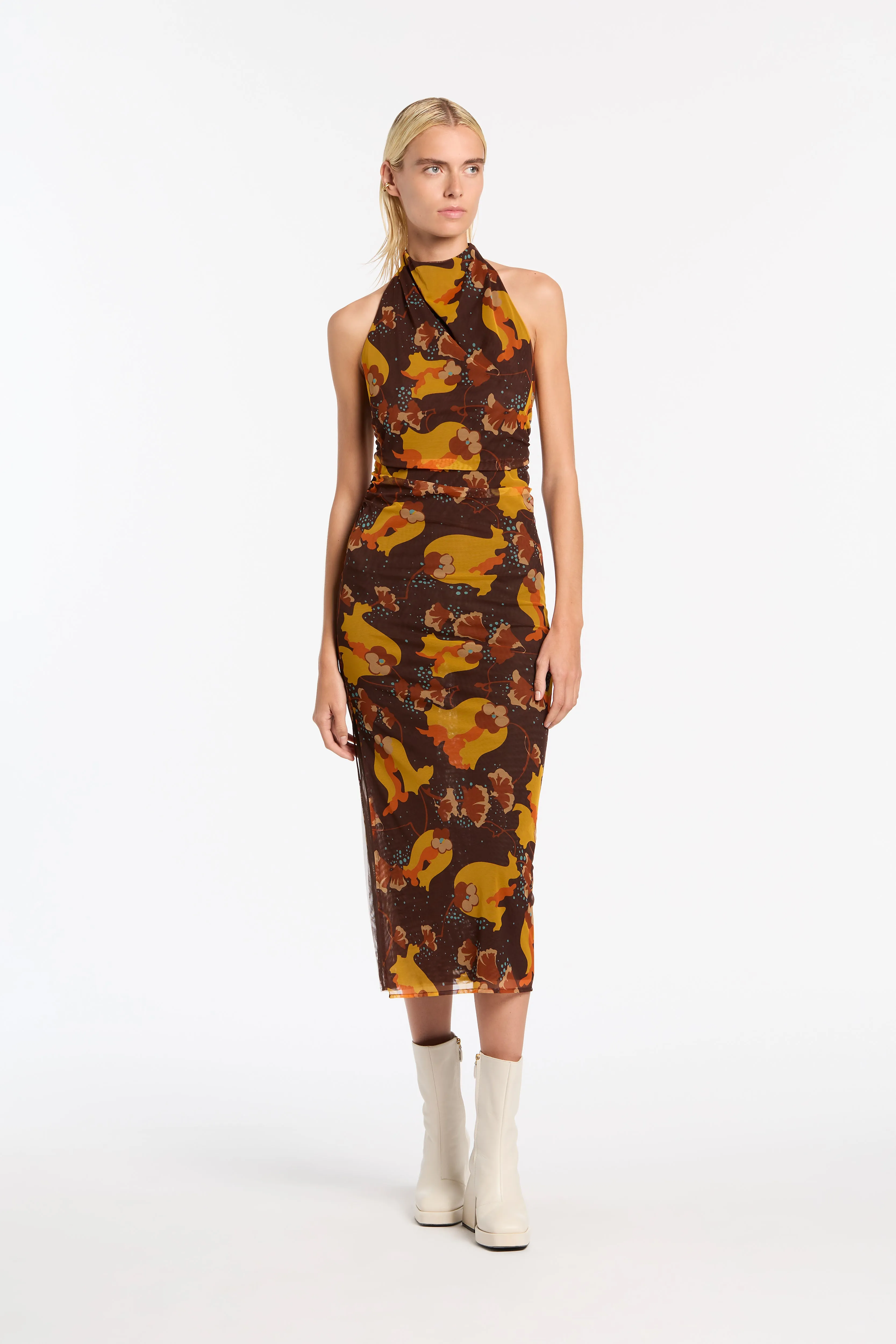 Jacques Mesh Halter Midi Dress sold by SIR the label