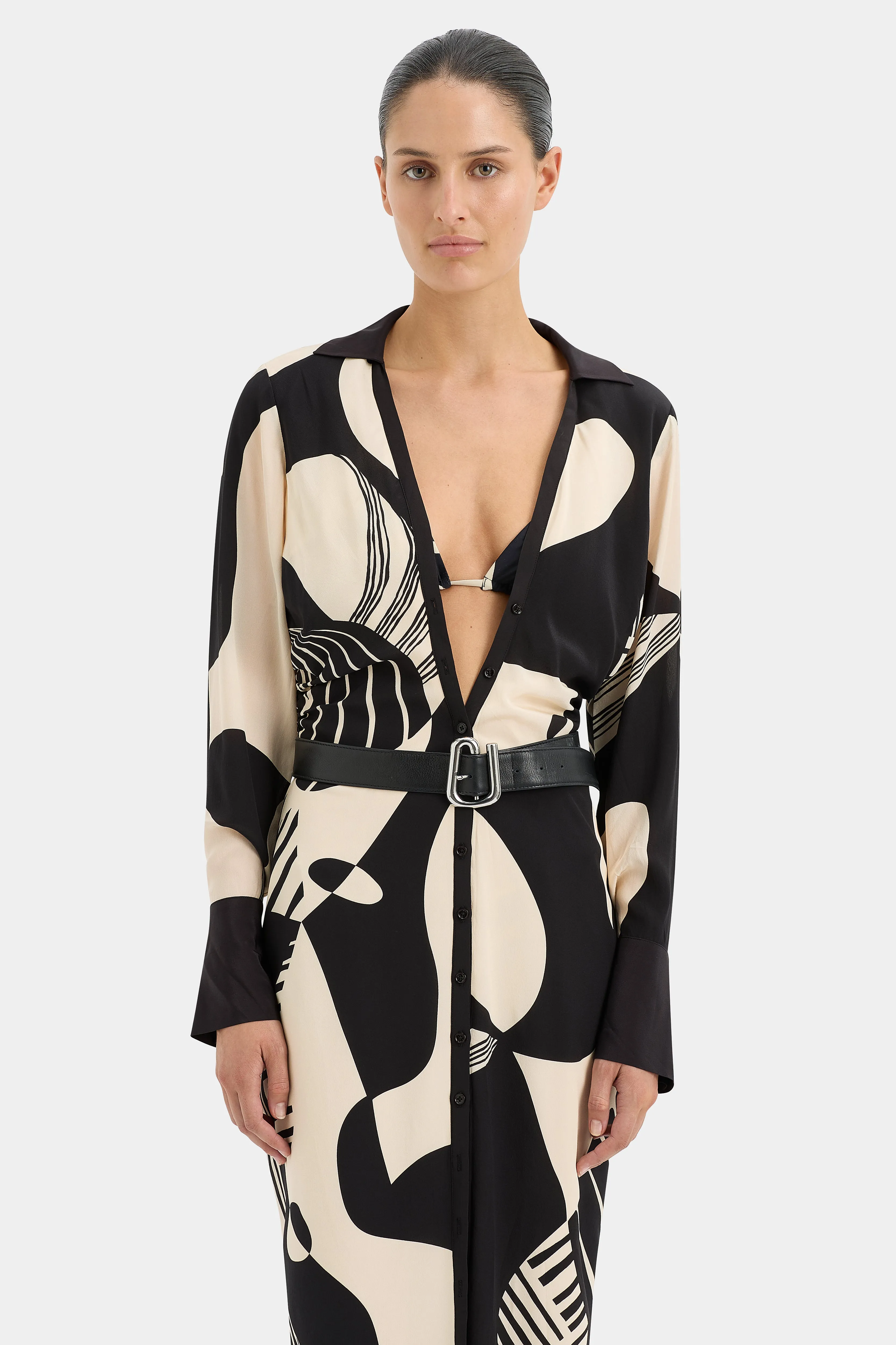 Realisme V Neck Shirt Dress sold by SIR the label product image thumbnail 3