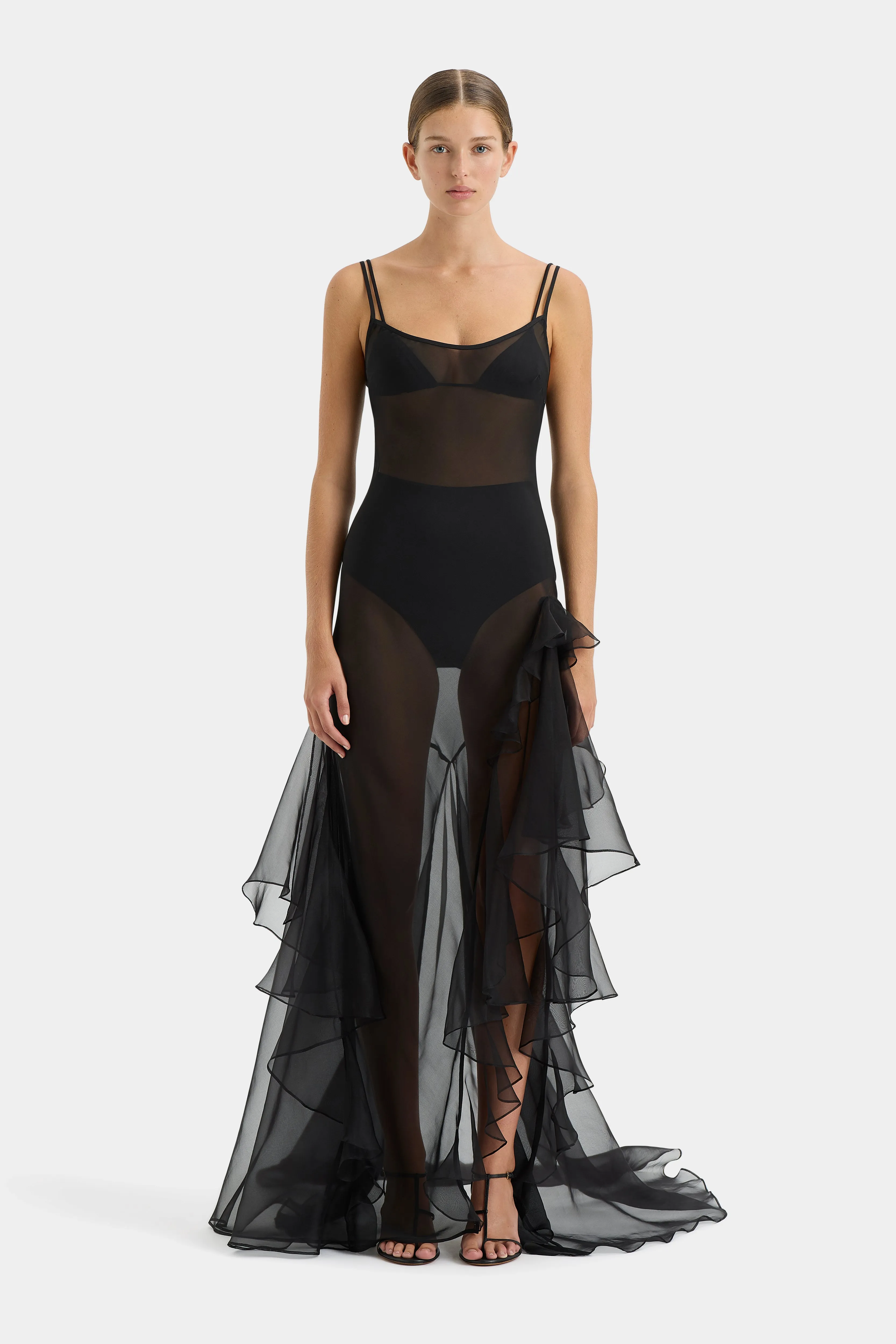 Sage Flounce Gown sold by SIR the label