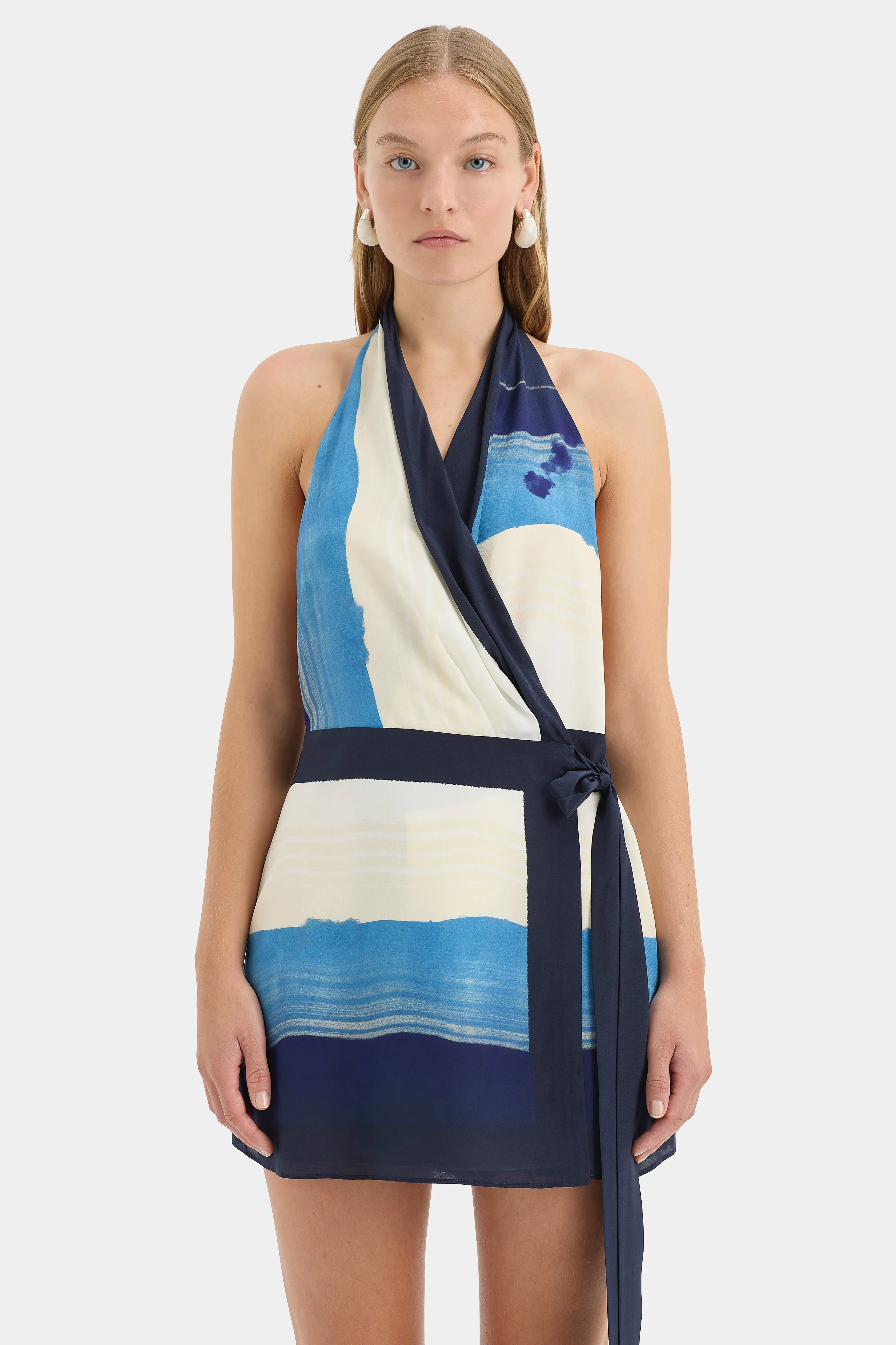 Mariner Wrap Halter Mini Dress sold by SIR the label product image thumbnail 4