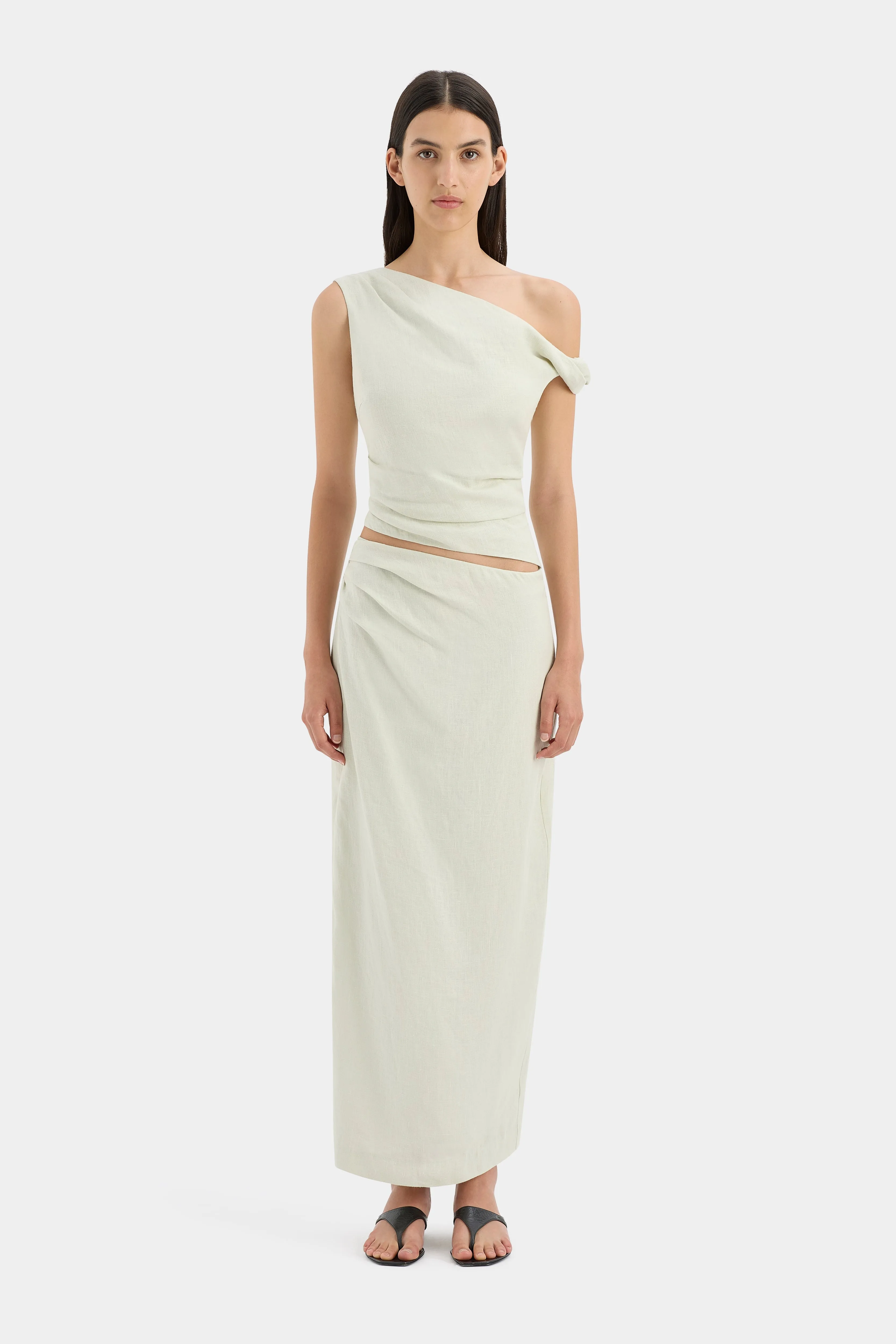 Iris Asymmetric Midi Skirt sold by SIR the label