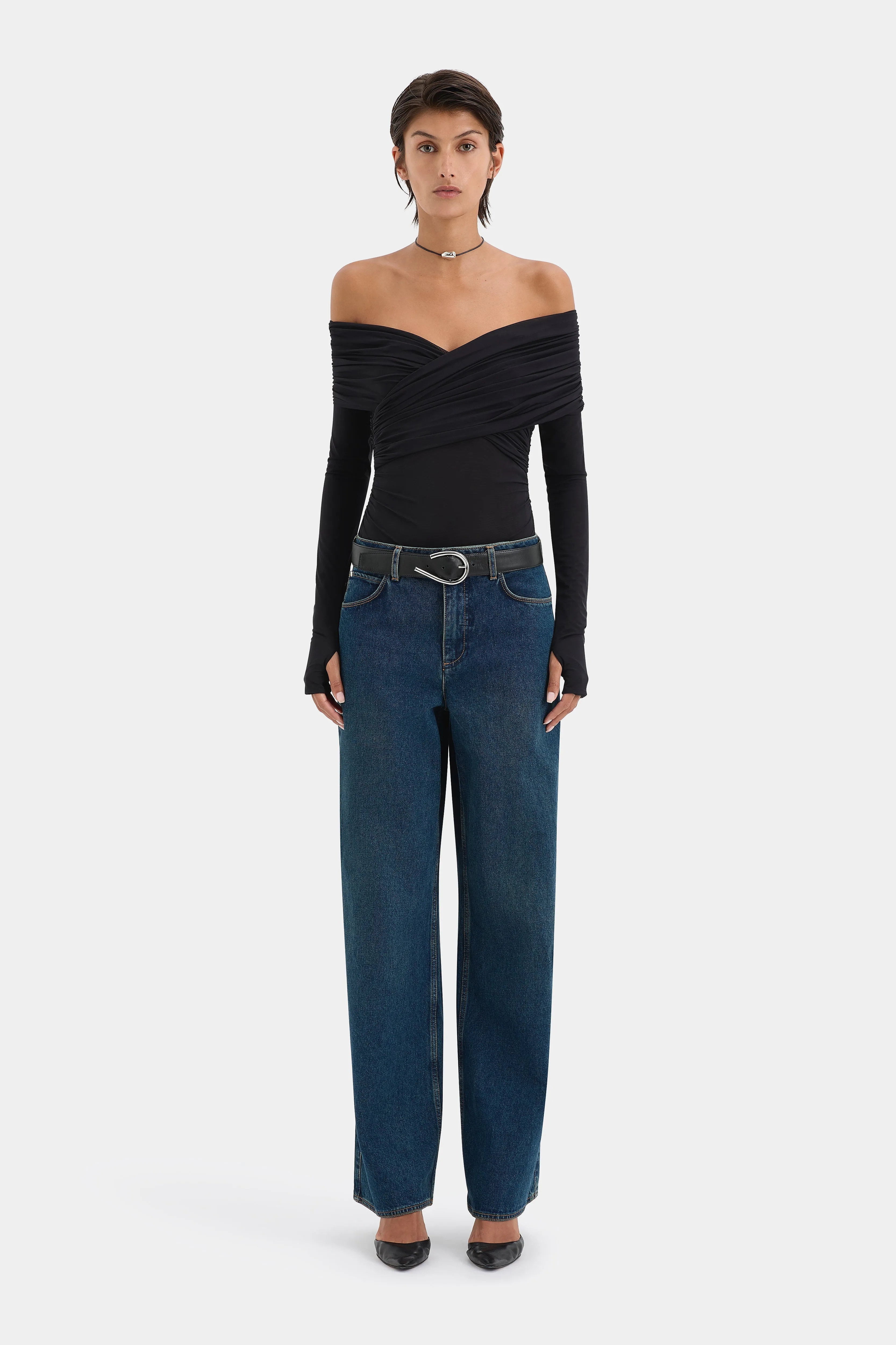 Jacques Gathered Long Sleeve Top sold by SIR the label product image thumbnail 2
