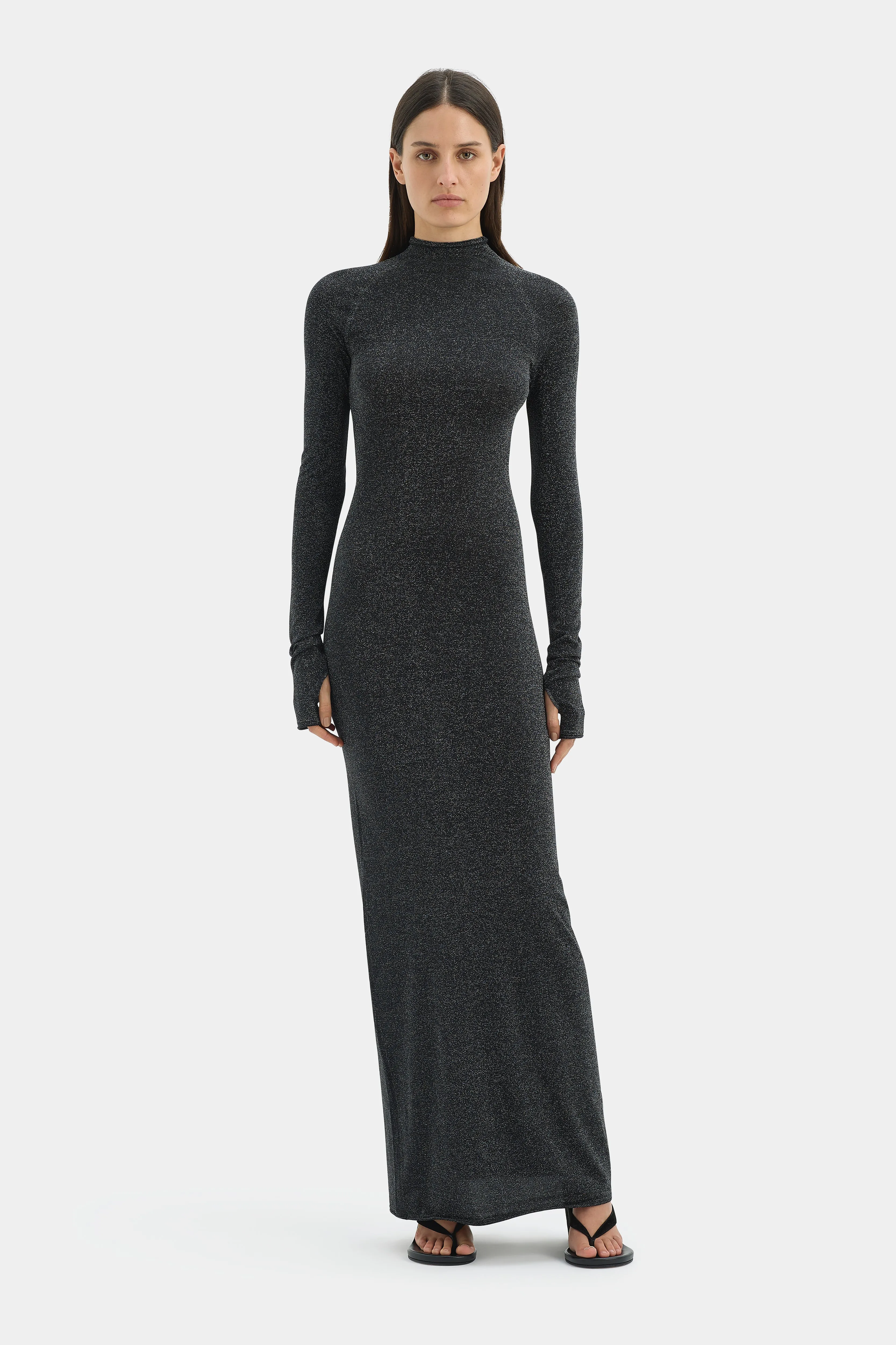Chiano Metallic Knit Long Sleeve Dress sold by SIR the label
