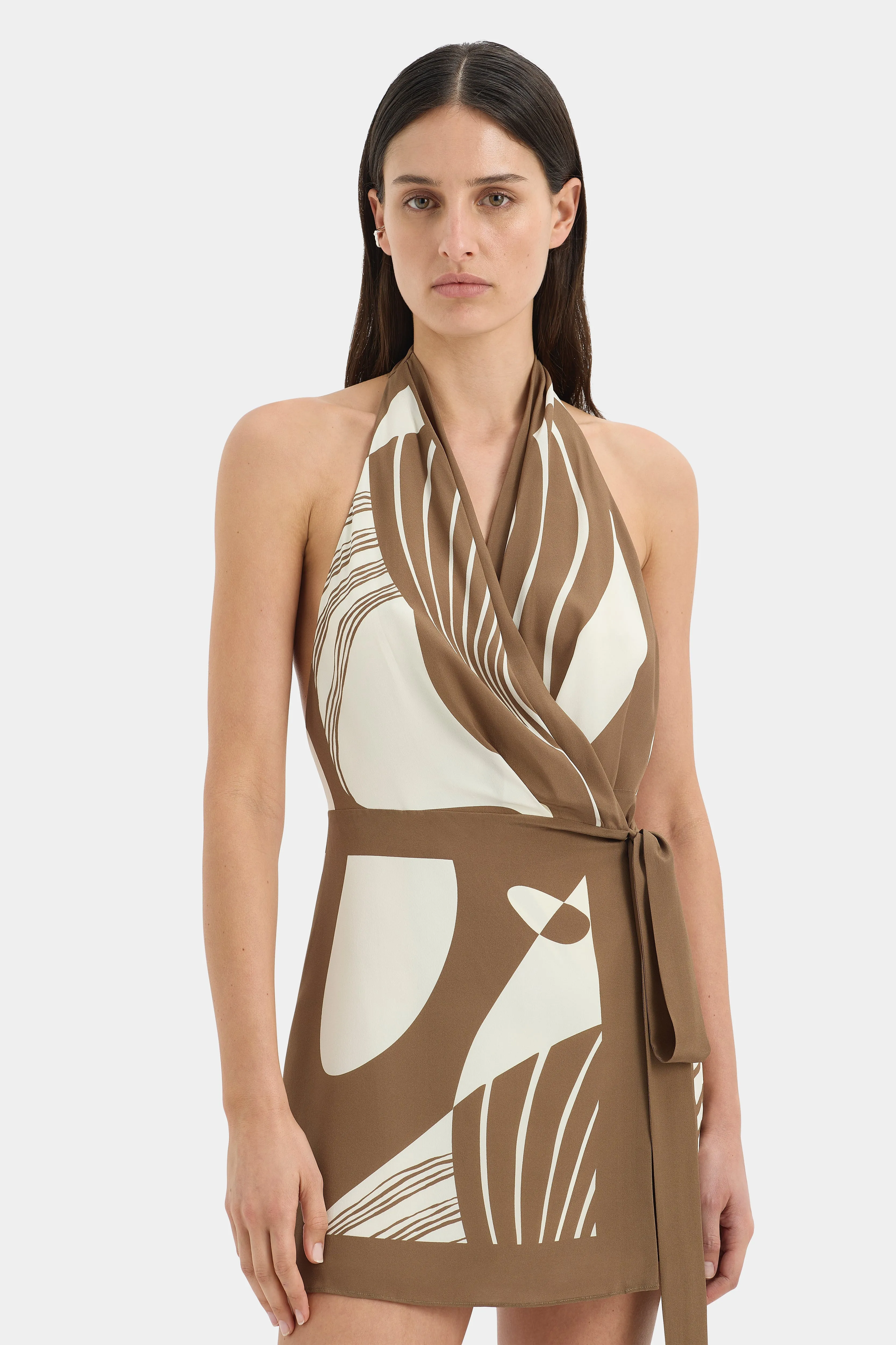 Almara Wrap Halter Mini Dress sold by SIR the label product image thumbnail 5