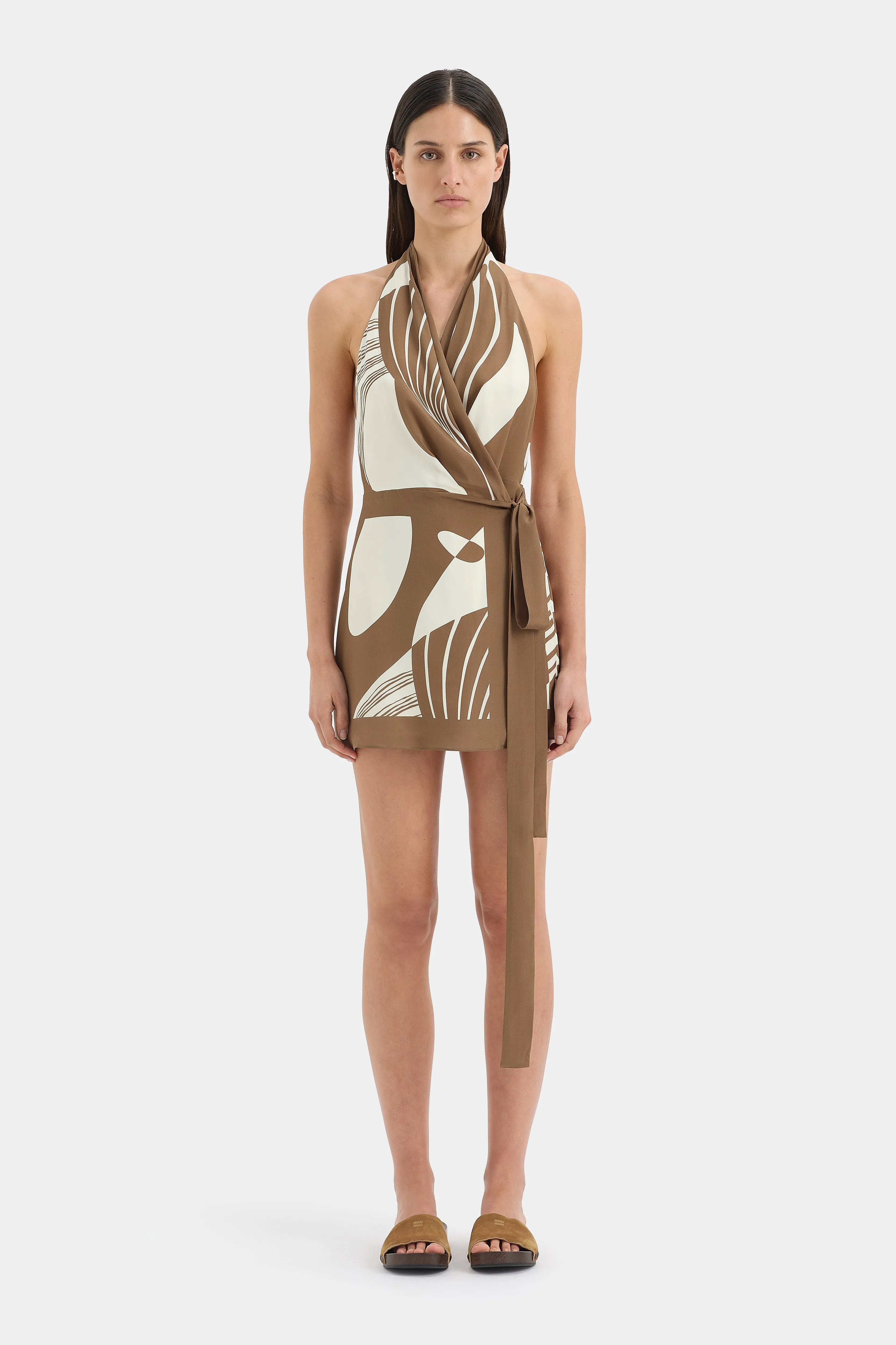 Almara Wrap Halter Mini Dress sold by SIR the label