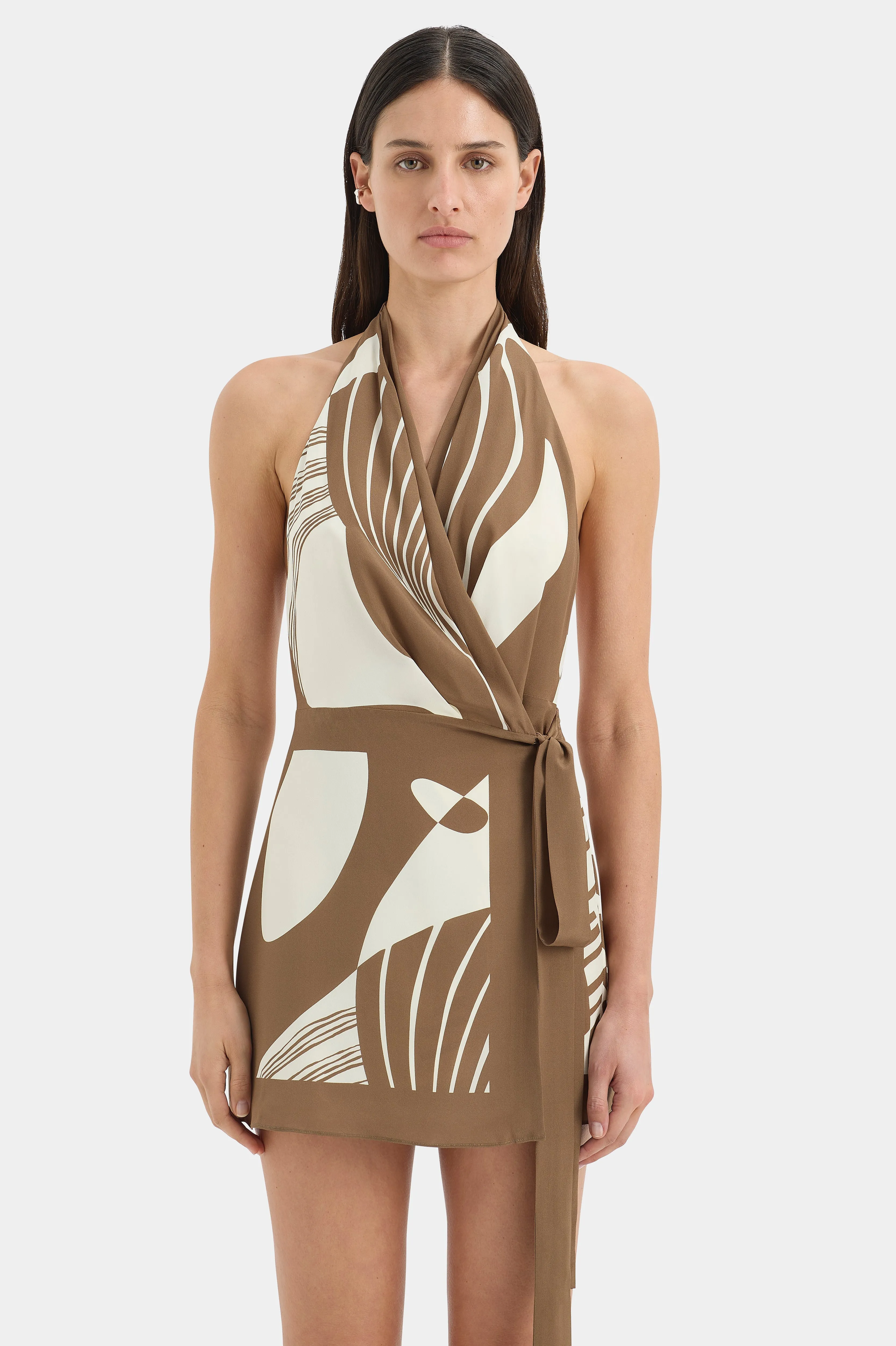 Almara Wrap Halter Mini Dress sold by SIR the label product image thumbnail 4