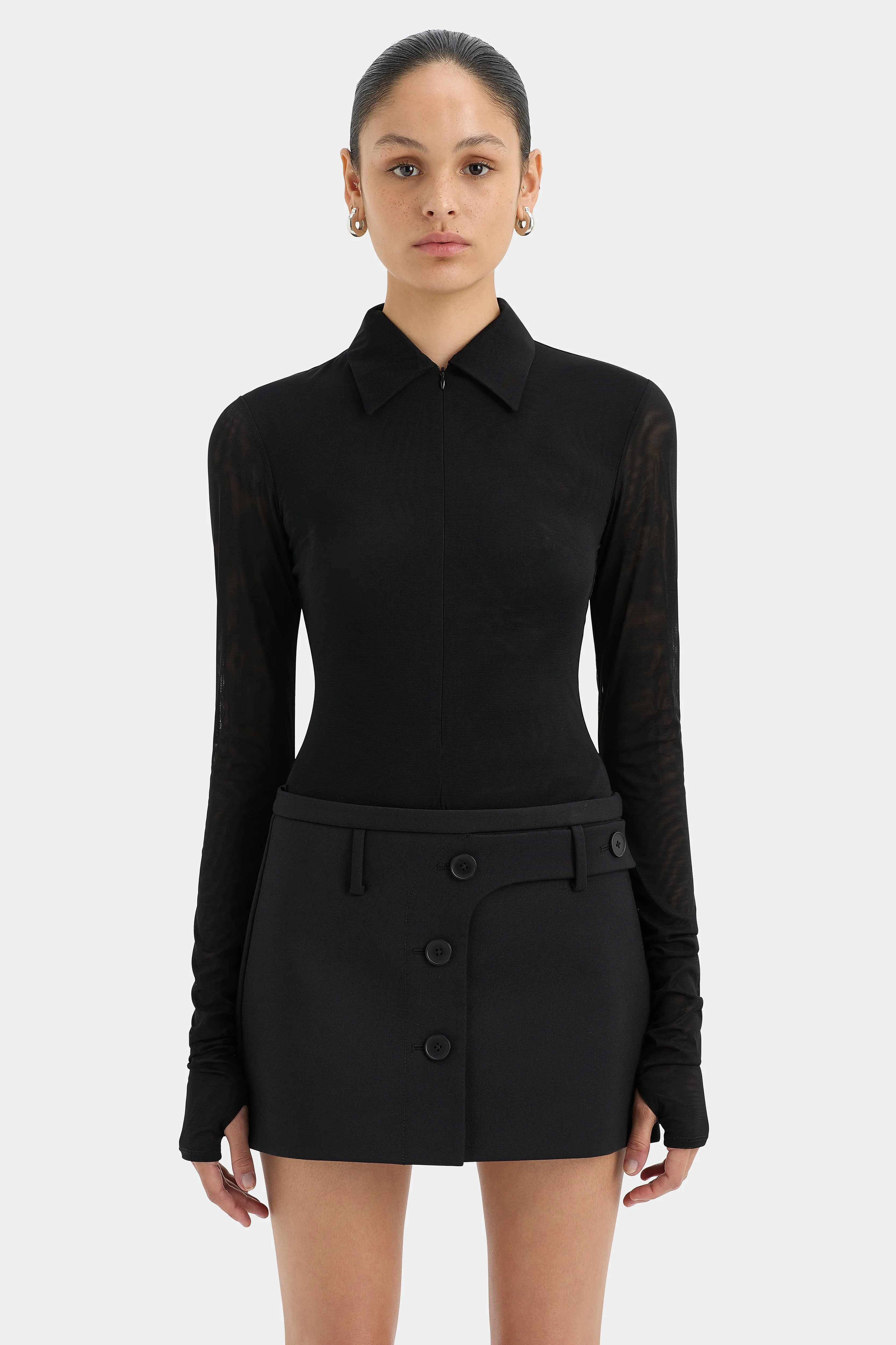 Jacques Mesh Zip Bodysuit sold by SIR the label product image thumbnail 5