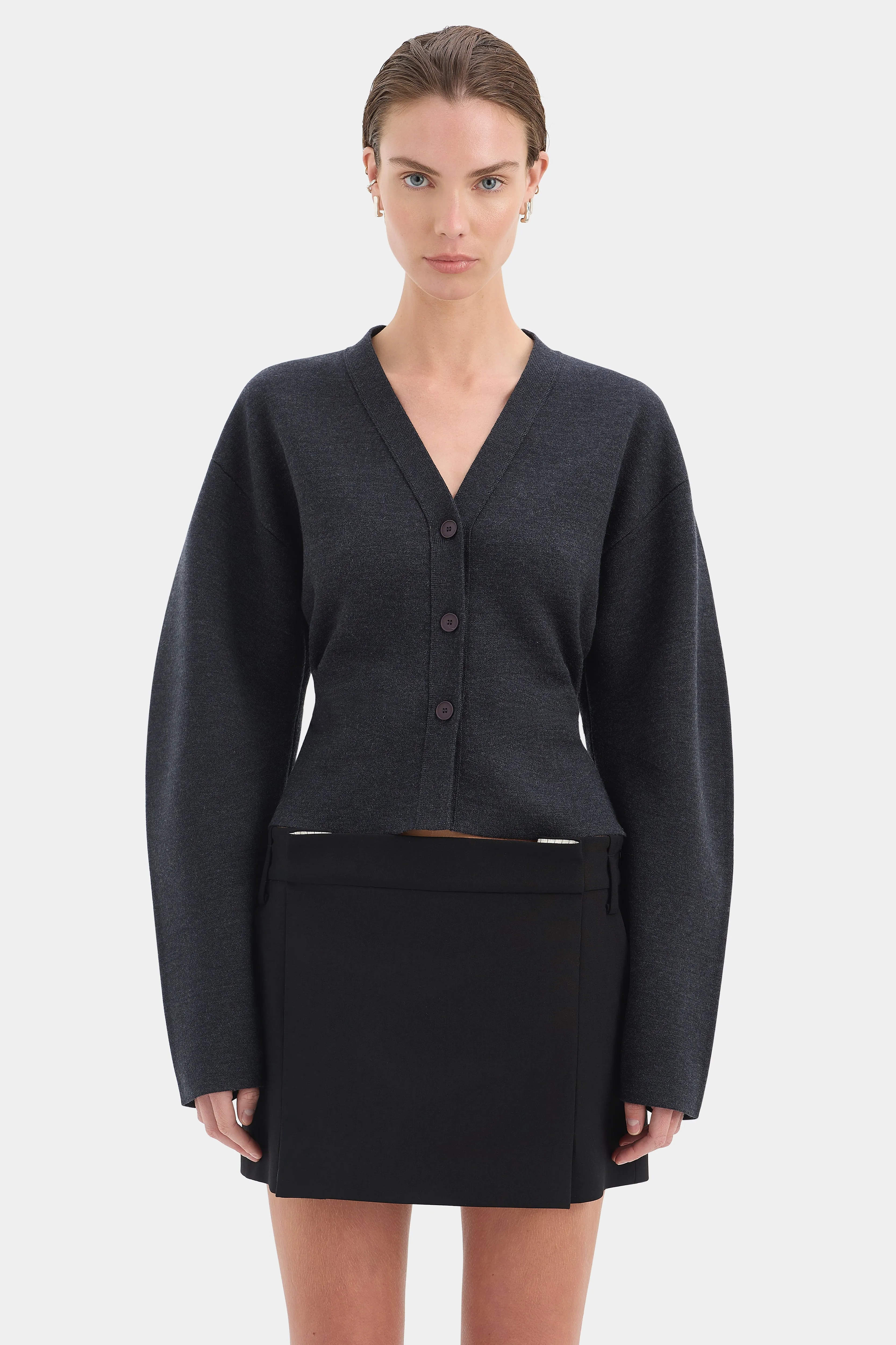 Ayana Gathered Cardigan sold by SIR the label